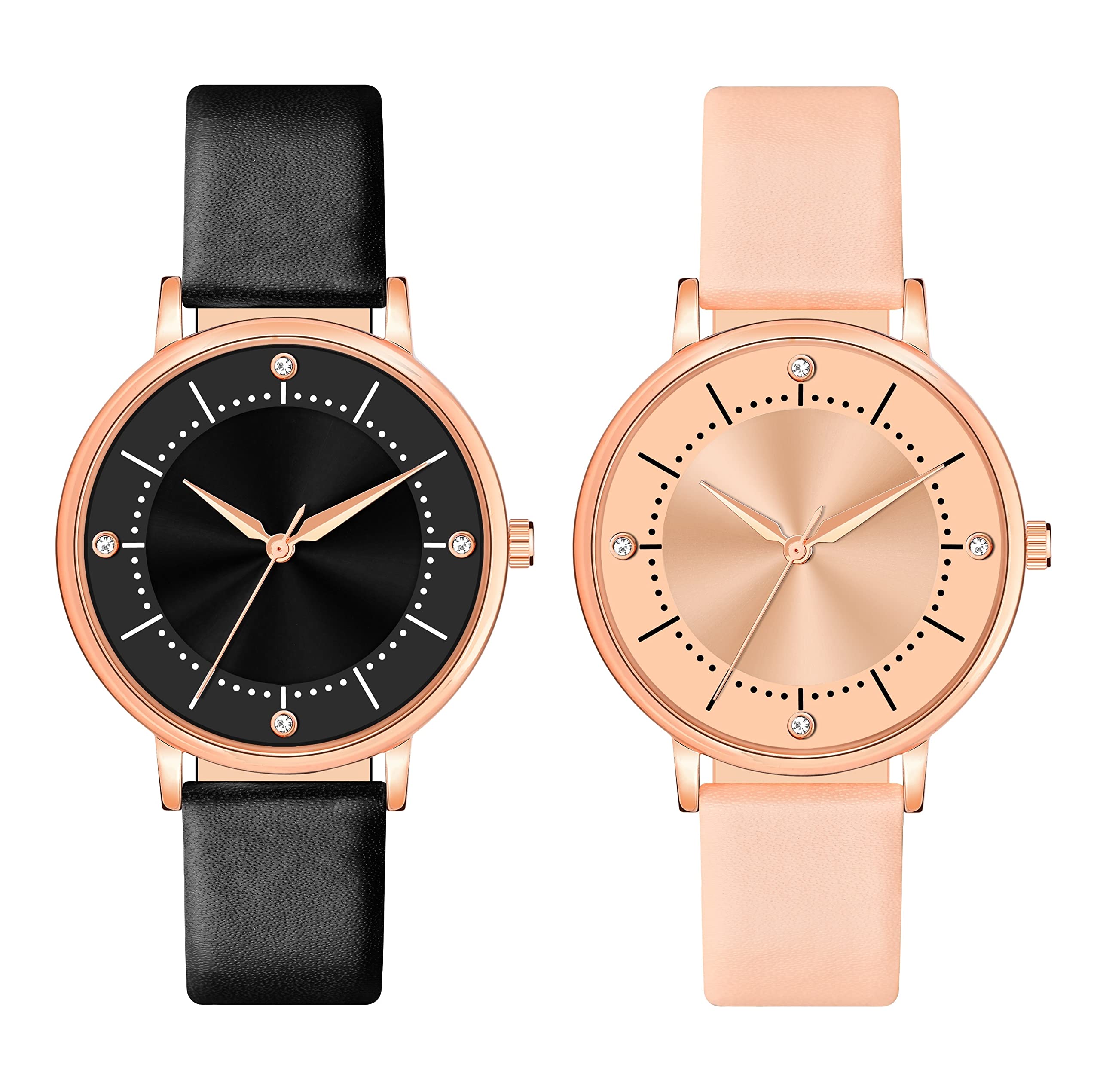 Watch City Analogue Premium Leather Belt Slim Dial Watch Combo for Womens Watch and Girls Watch (Combo of 2) WCRR22511/WCRR22515 (Black-Cream) (B0BBVPJ9YM) Amazon Price History, Amazon Price Tracker