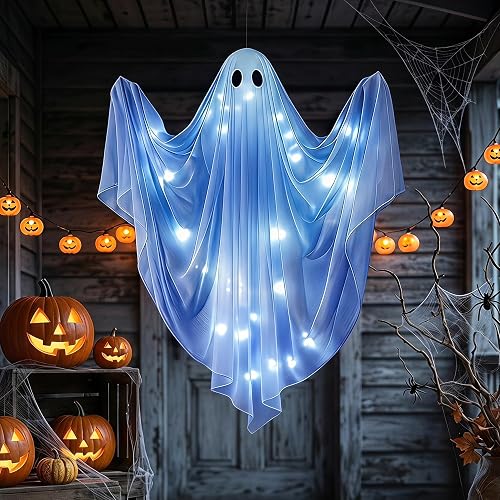Halloween Decorations Outdoor, 47" Hanging Ghosts Decor with LED Lights