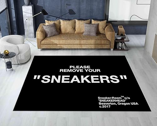 Miniatura 2 de Sneakers AreaRug - Alfombra de baloncesto para zapatos, por favor, retira tus tenis, alfombra color negro, alfombra grande para el suelo, para