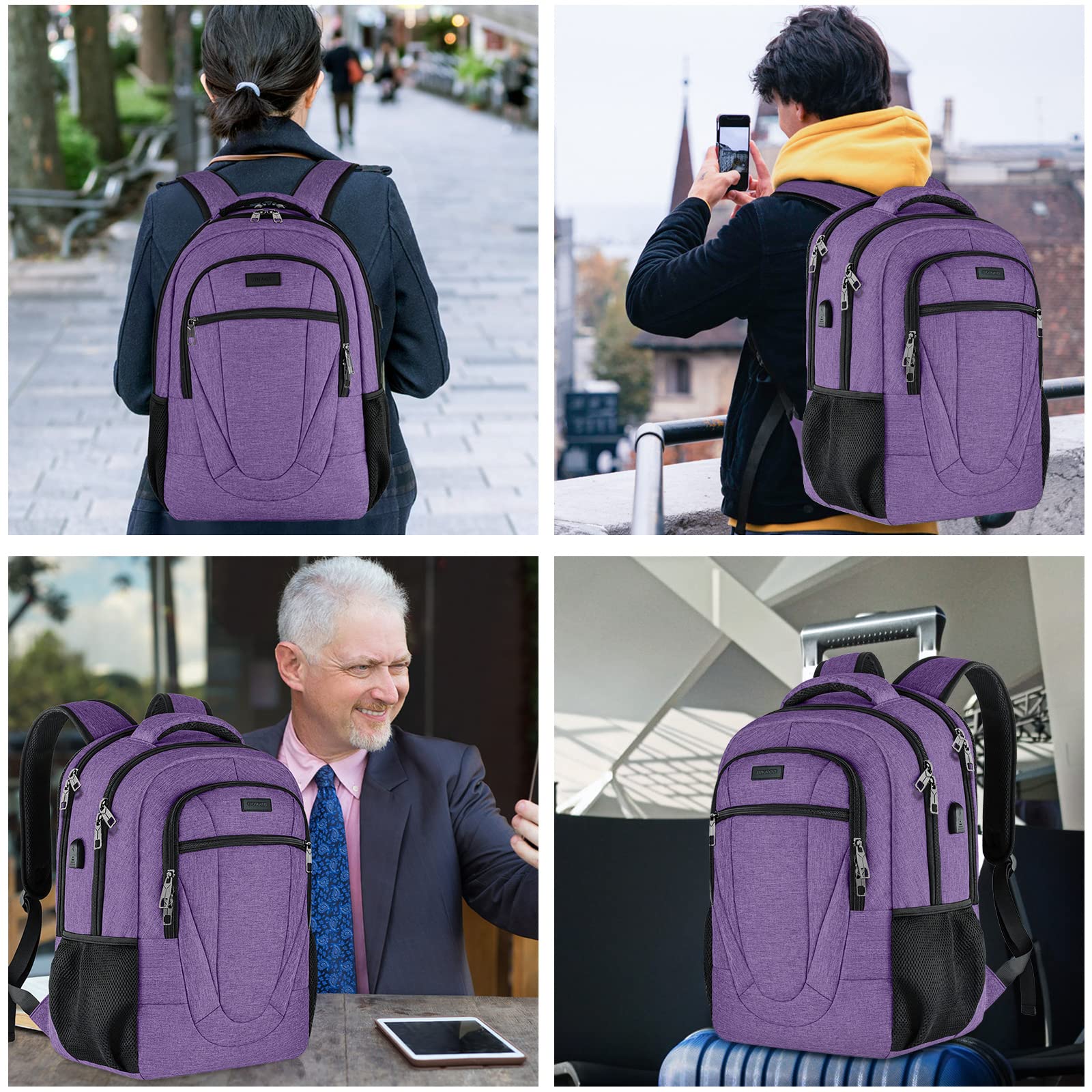 BIKROD Zaino Uomo per PC Portatile 15,6 Pollici con Caricatore USB, Zaino da Lavoro Impermeabile Laptop Computer Notebook Scuola Viaggio Regalo Uomo & Donna