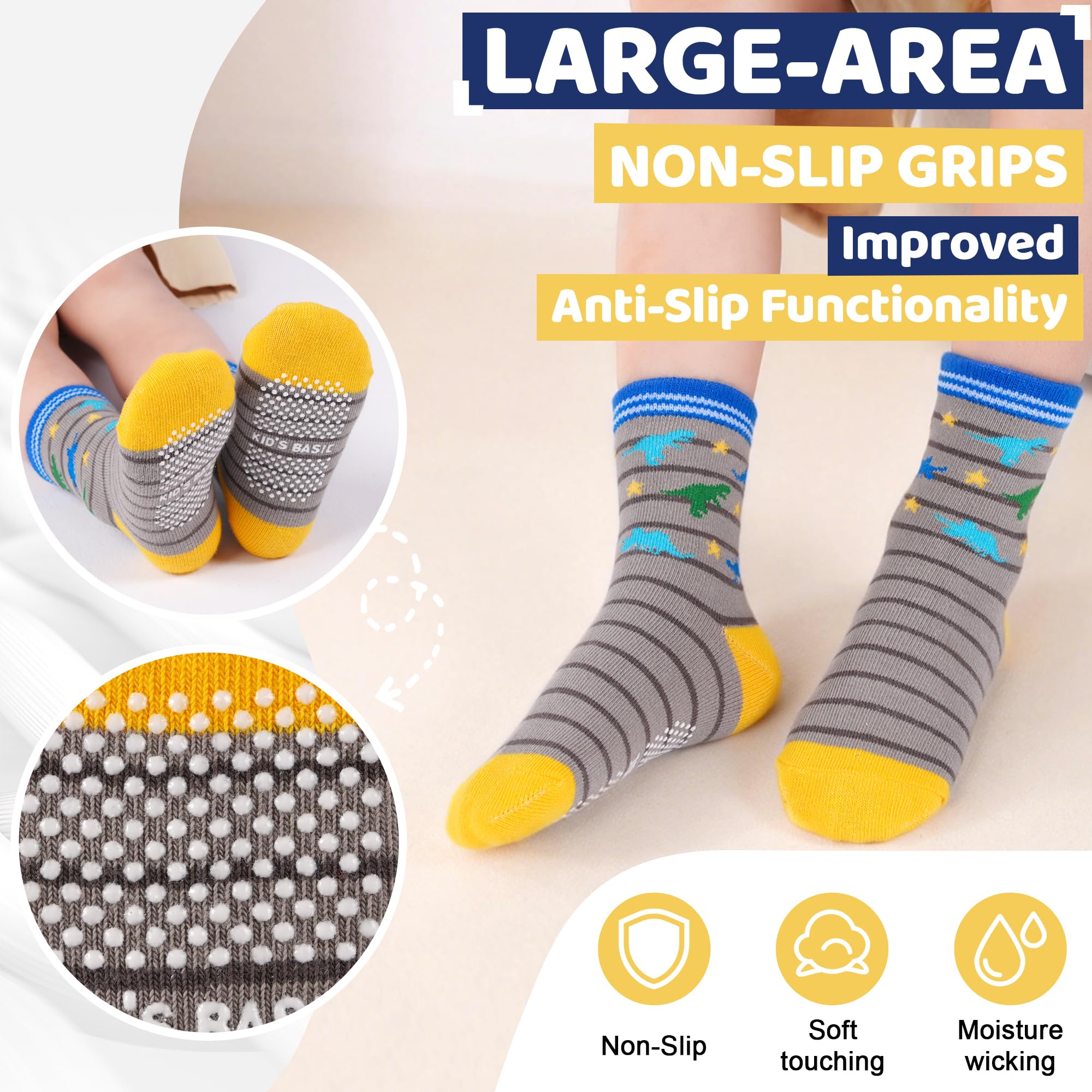 ELUTONG Toddler Baby Grip Socks-Cute Kid's Non Slip Socks-12 Pairs Of Baby’s Socks Suitable Baby Kids Aged 1-7 Years - 4