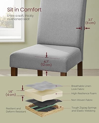 Miniatura 5 de VASAGLE Juego de 6 sillas de comedor, sillas Parsons con funda de tela extraíble, respaldo alto, para comedor y cocina, asiento grueso, 22.8 x 18.9
