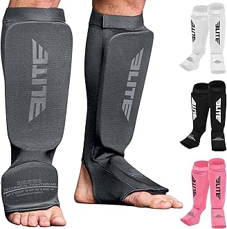 MMA Shin Pads for Muay Thai and Kickboxing, Protective Shin Guards with Instep Guard for Sparring and Training, for Adults, Kids, and Youth