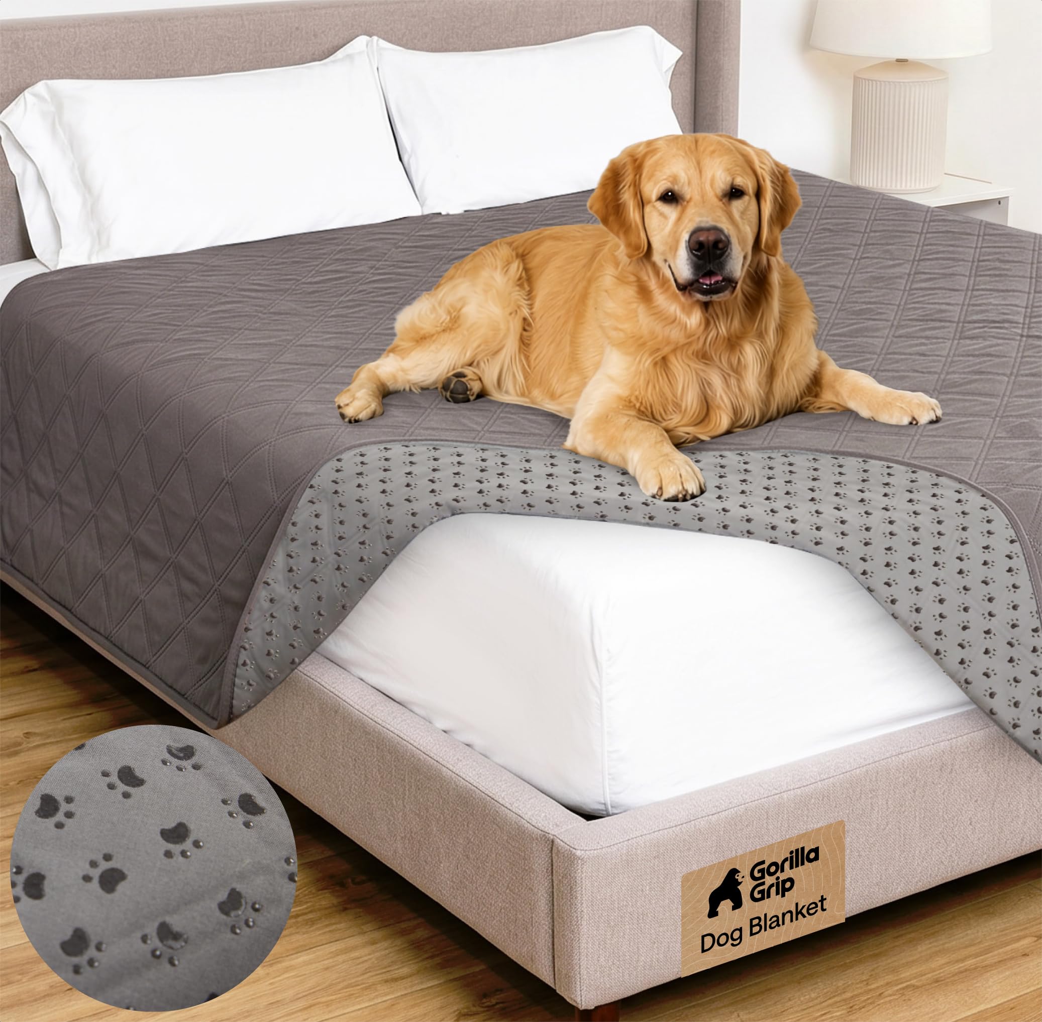 GORILLA GRIP® Waterproof Dog Blanket, 102x82, Leakproof Couch Cover for Dogs, Silicone Grip Backing, Protects Sofa, Sectional, Bed, Crate, Car & RV, Tear-Resistant Washable Pet Blanket, Charcoal 82" X 102" Charcoal
