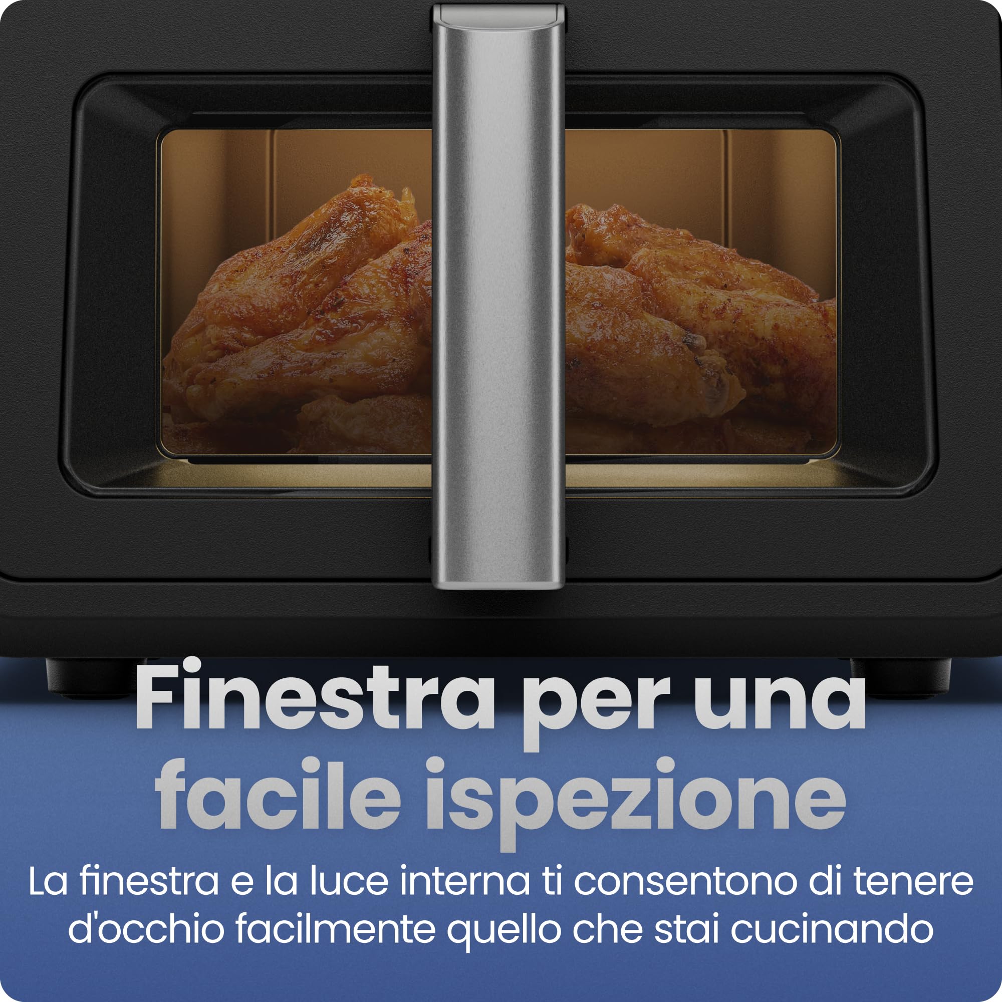 Chefman Friggitrice ad Aria TurboFry 8,5L, 6-in-1, 230°C, Cestello XL | Frittura ad aria, infornare, grigliare, riscaldare, disidratare, scongelare, finestra, Nera