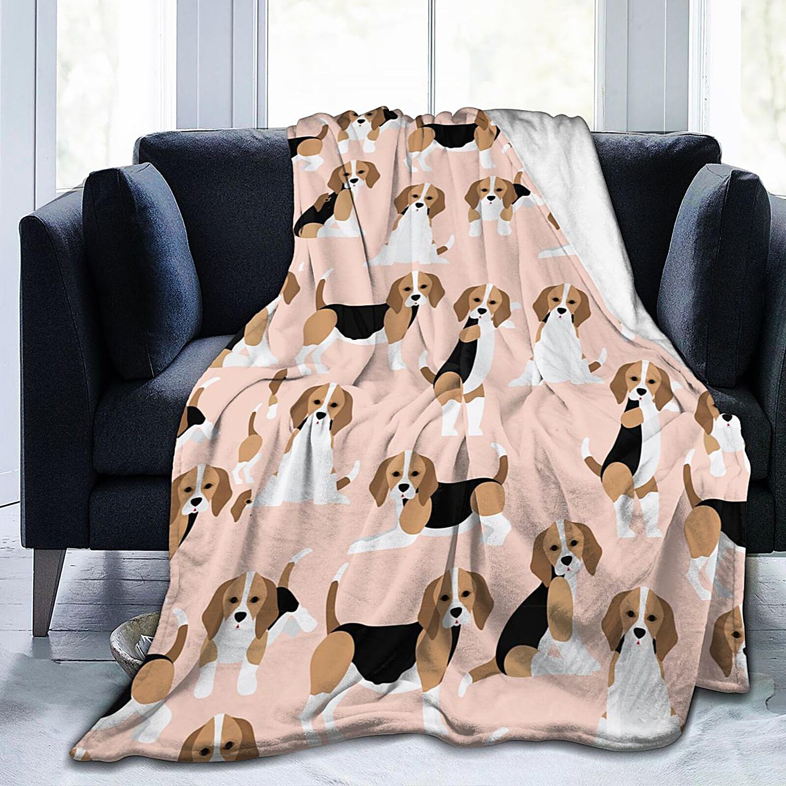 Cute Beagle Dog Blanket Soft Lightweight Throw Blankets Cozy Flannel Bed Throws for Sofa Couch Travel Home Room Bedroom Decor Gifts for Boys Girls