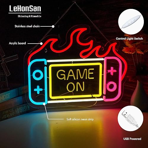 Miniatura 5 de Letrero de neón para decoración de pared, consola de juegos, luz LED de neón regulable para sala de interruptores, dormitorio de niños, decoración