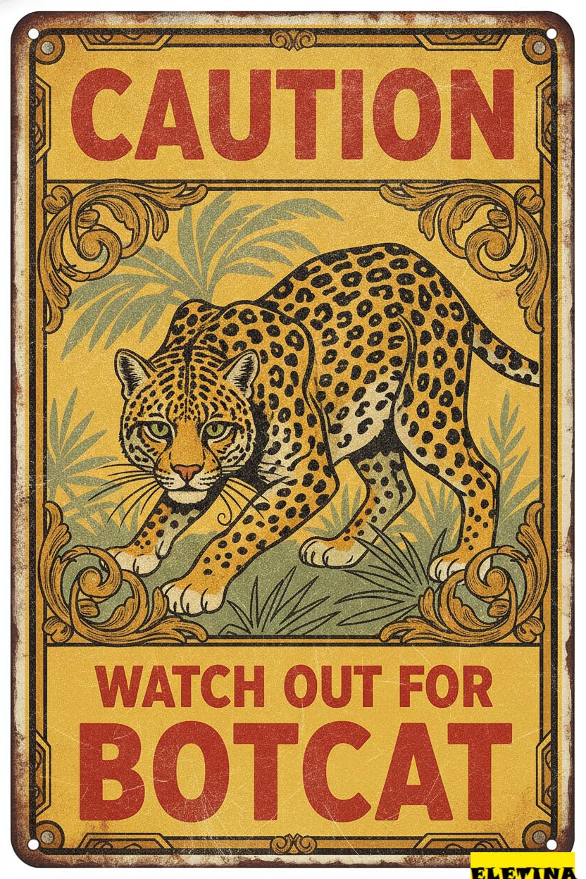 Tin Sign for Man Cave Caution Watch Out Bobcat You Have Been Warned Aluminum Metal Tin S Door Warning Zoo Fence Gate Yard Home Wall Decor 8x12 Inch Private Property Decorative