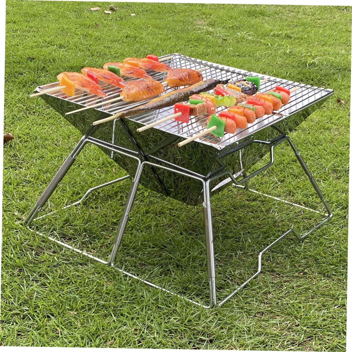 Portable Wear-resistant Barbecue Grill Folding Camping Grill Outdoor Bbq Rack Convenient Camp Kitchen Stove for Hiking and Travel