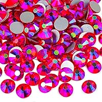 Vista 152 de Genie Crystal ss34 Red Glass Rhinestones 288 Pcs, 7.0 mm Big Light Siam Flatback Rhinestone, Diamond Cut Gems for Crafts, Face Mask, Makeup