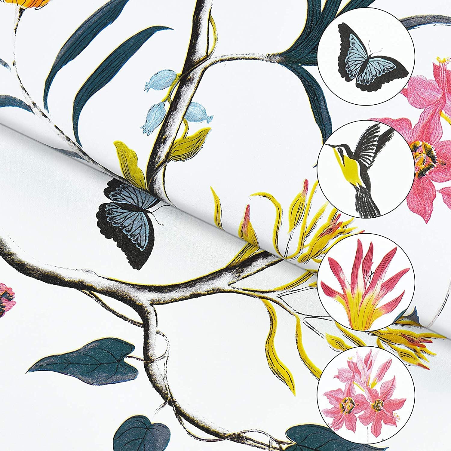 SD ENTERPRISESDIY Wall Paper/Wall Sticker Self Adhesive Nature Colourful Elegant Living Room Bed Room Decoration Furniture Make Over Interior Exterior Spring Blossom (45X500cm)