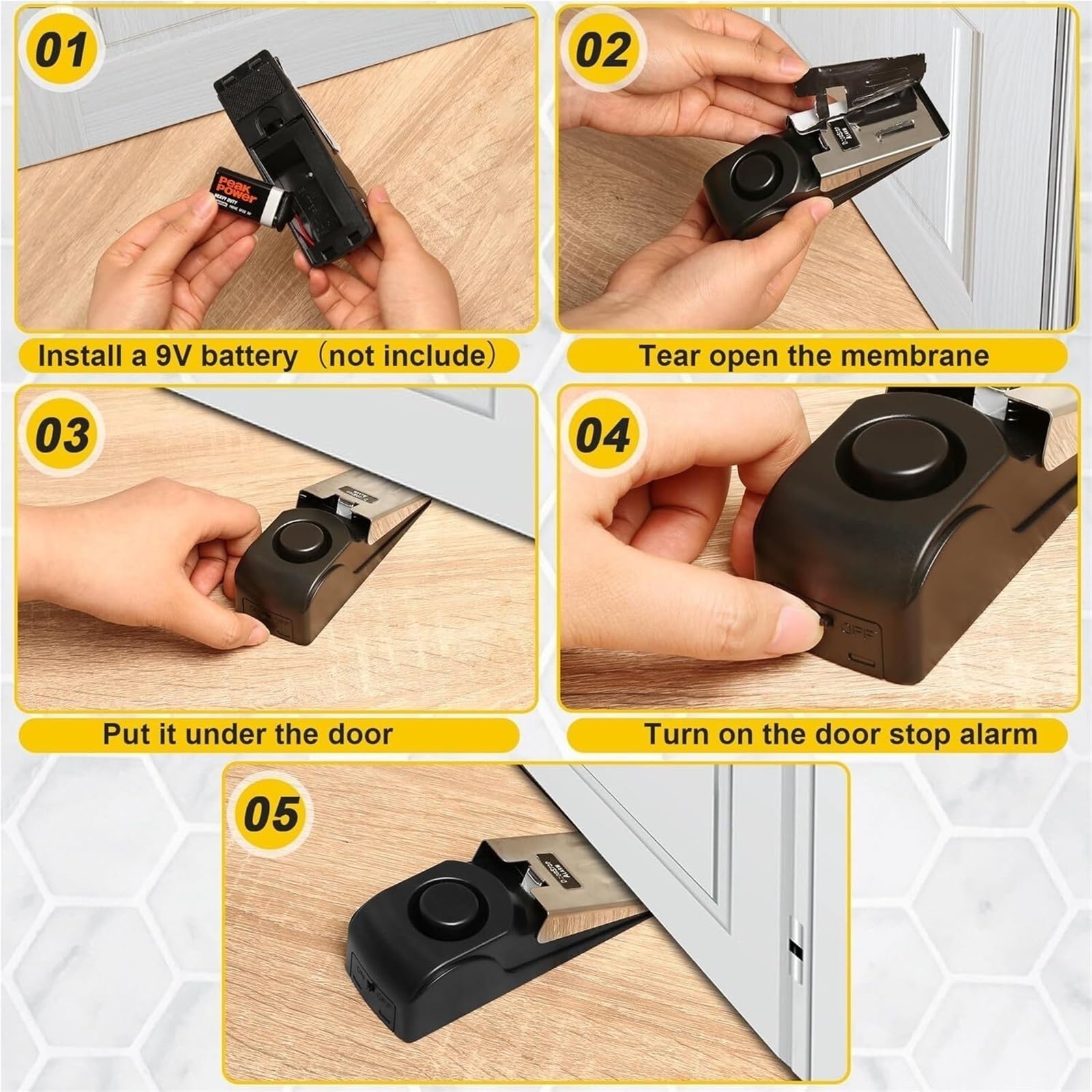 Tope Para Puerta Con Alarma 1-10 alarmas de tope puerta cuña 120 dB(4Pcs)