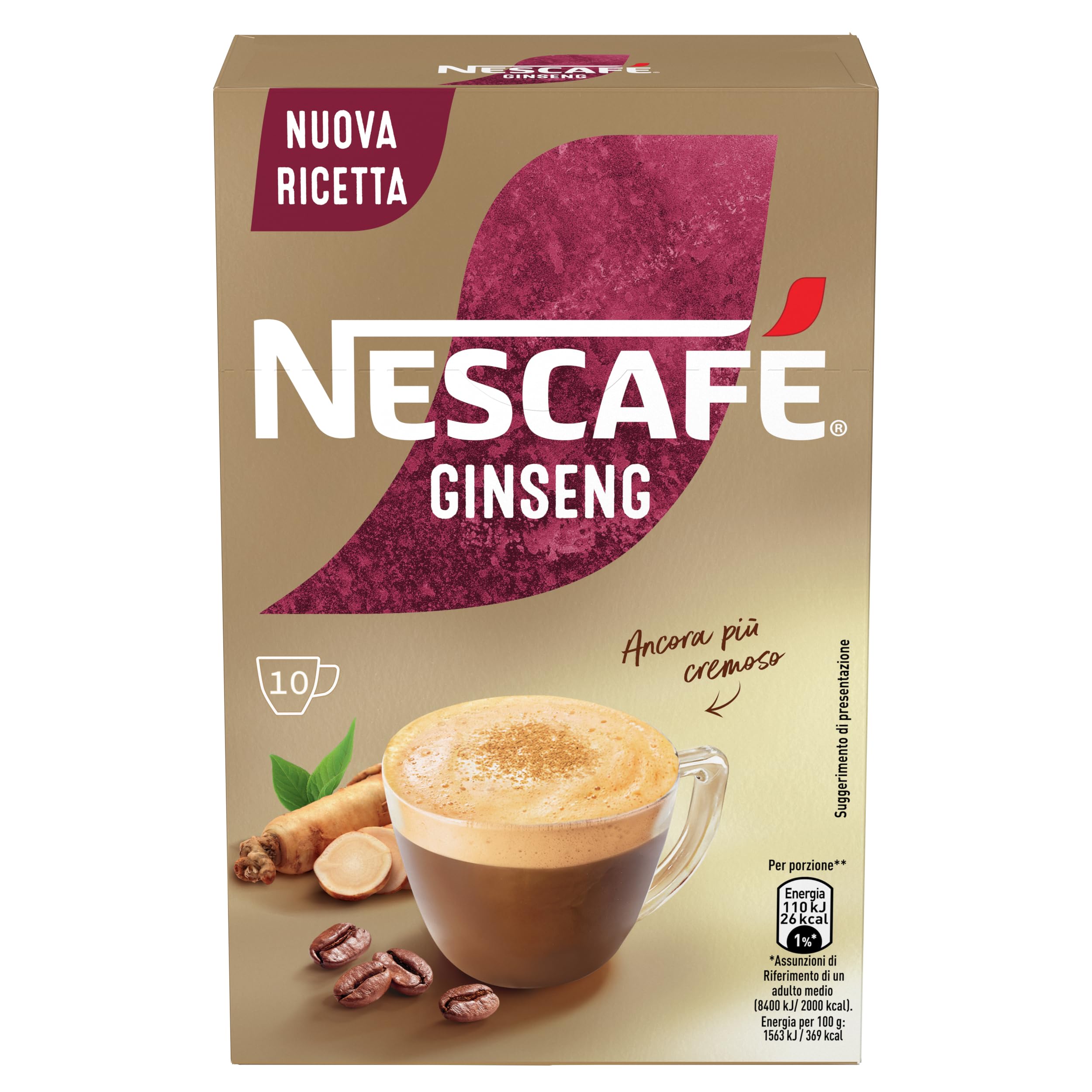 Nescafe Ginseng Coffee Instant 10 Ct. Made in Italy