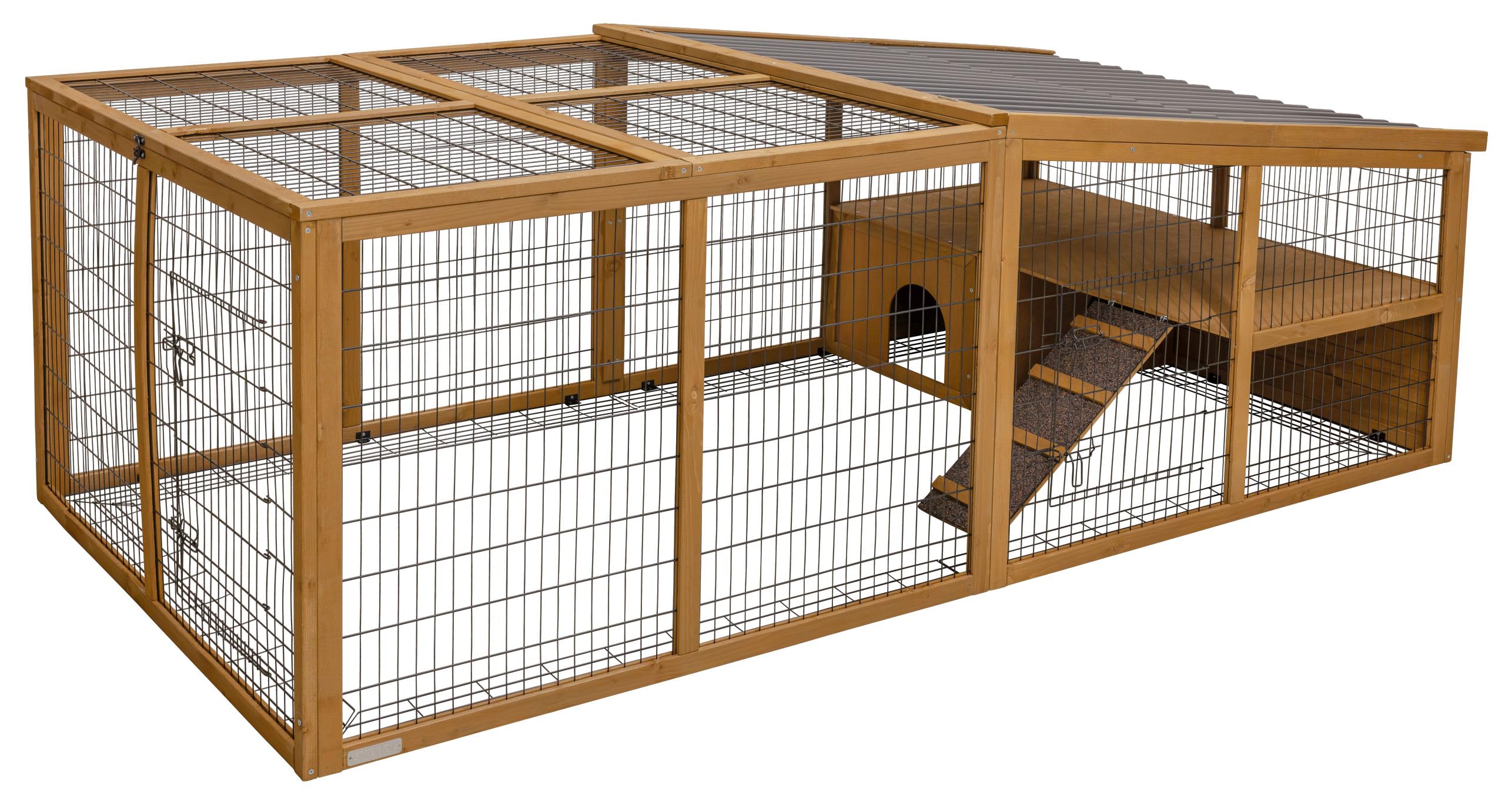 Kerbl Pet Recinto da esterno con barriera di sicurezza, recinto da esterno, recinto, 220x115x75cm, abete rosso, conigli, piccoli animali, coperto