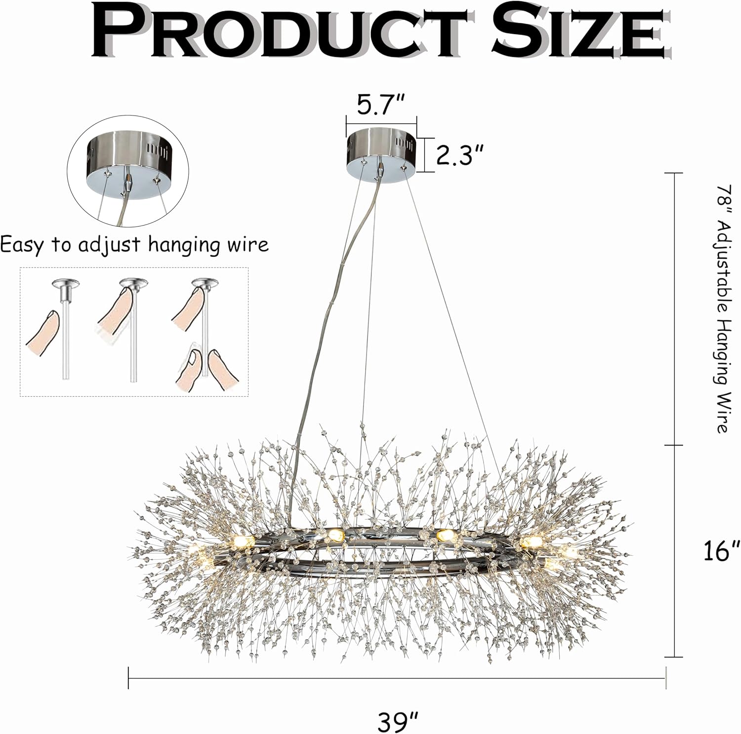 Chrome Crystal Firework Chandelier with Stainless Steel Frame