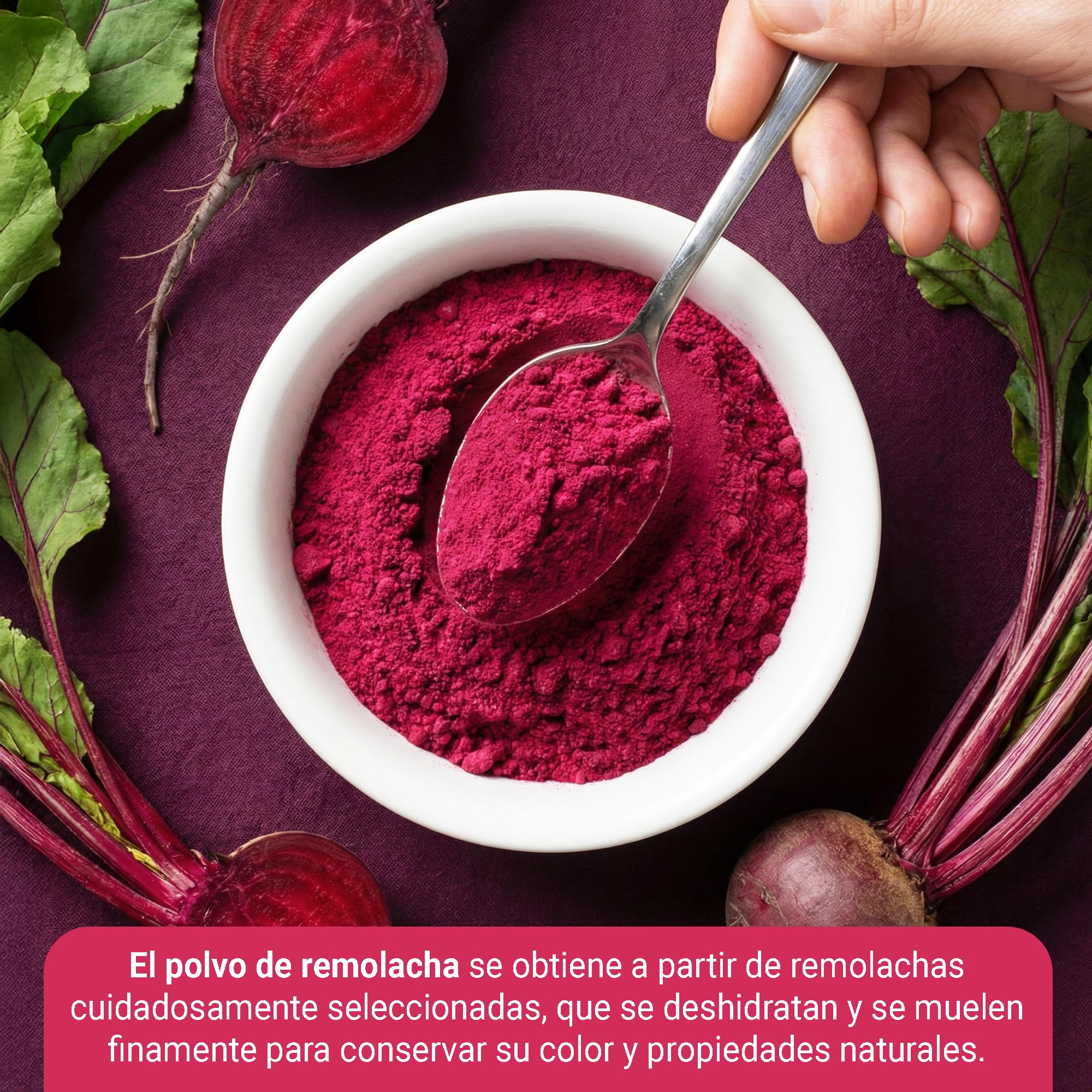 Remolacha en Polvo 500g - 100% Natural, Secado Suavemente al Aire, Sin Aditivos, Vegano