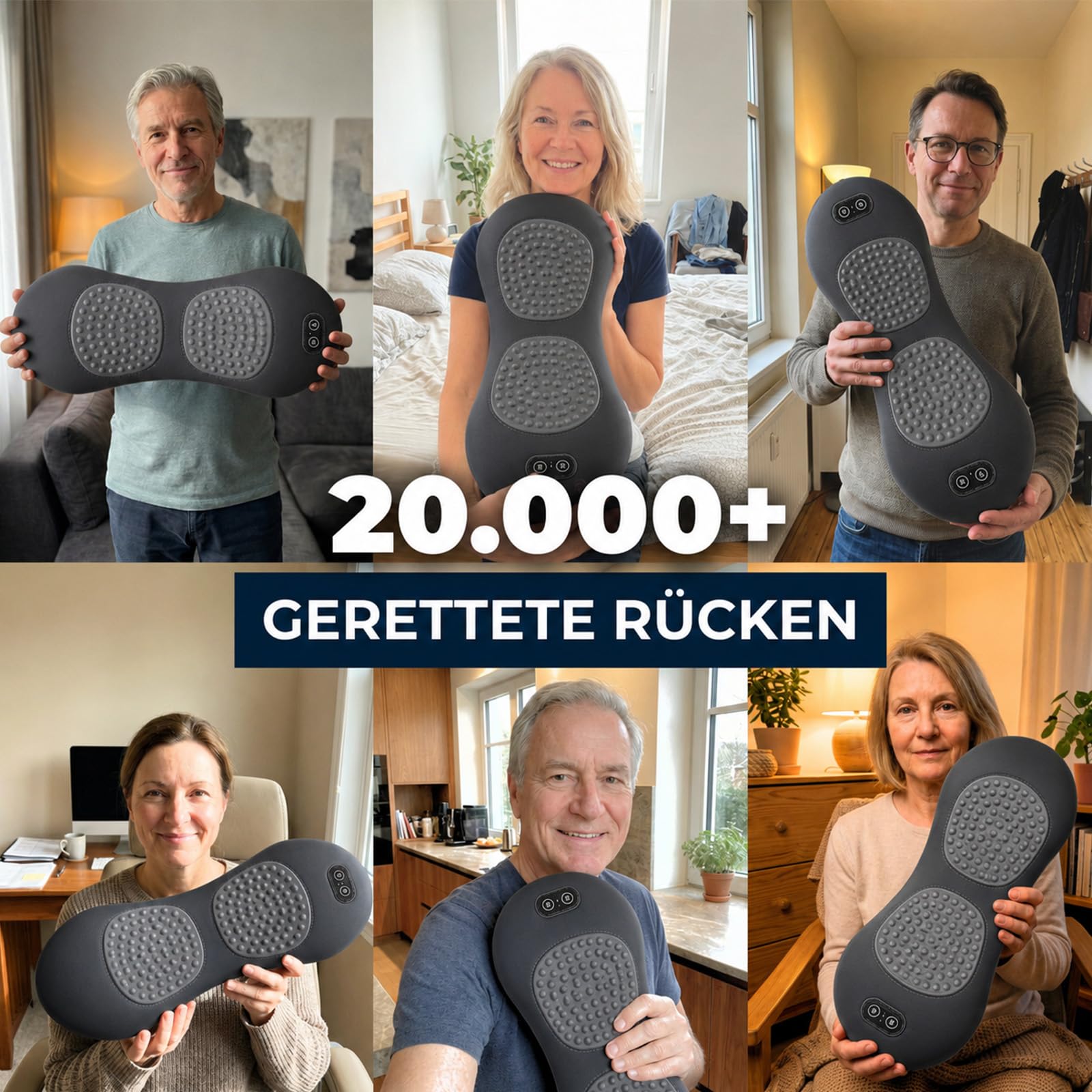 Curesleep - Triple Fusion Massagegerät, Curesleep Massage, Vibration, Beheizung, Aufpumpen Und Entleeren, Ergonomisches Design, Memory-Schaumstoff (Grau)
