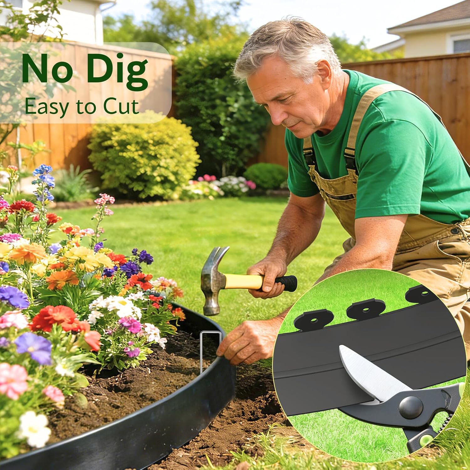 Landscape Edging, 2 Inch 100 ft Garden Border Edging Upgraded with 150 Steel Stakes (Strong) & Reinforced Design - Durable Plastic Garden Border for Flower Beds, Lawn & Yard