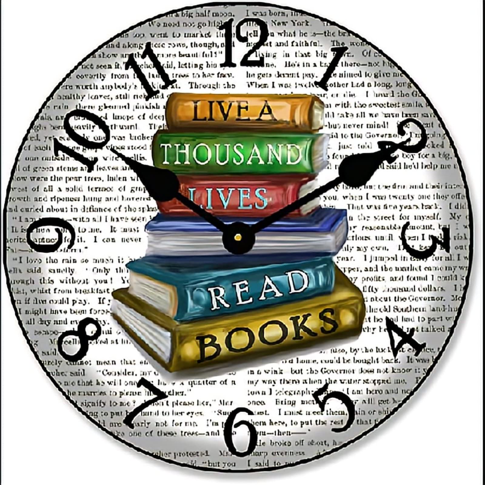 908 Round Wall Clock 25cm, Doffed Library School Clock Silent Quartz Decorative Clock Modern Frameless Wall Clock For Bedroom Living Room Office