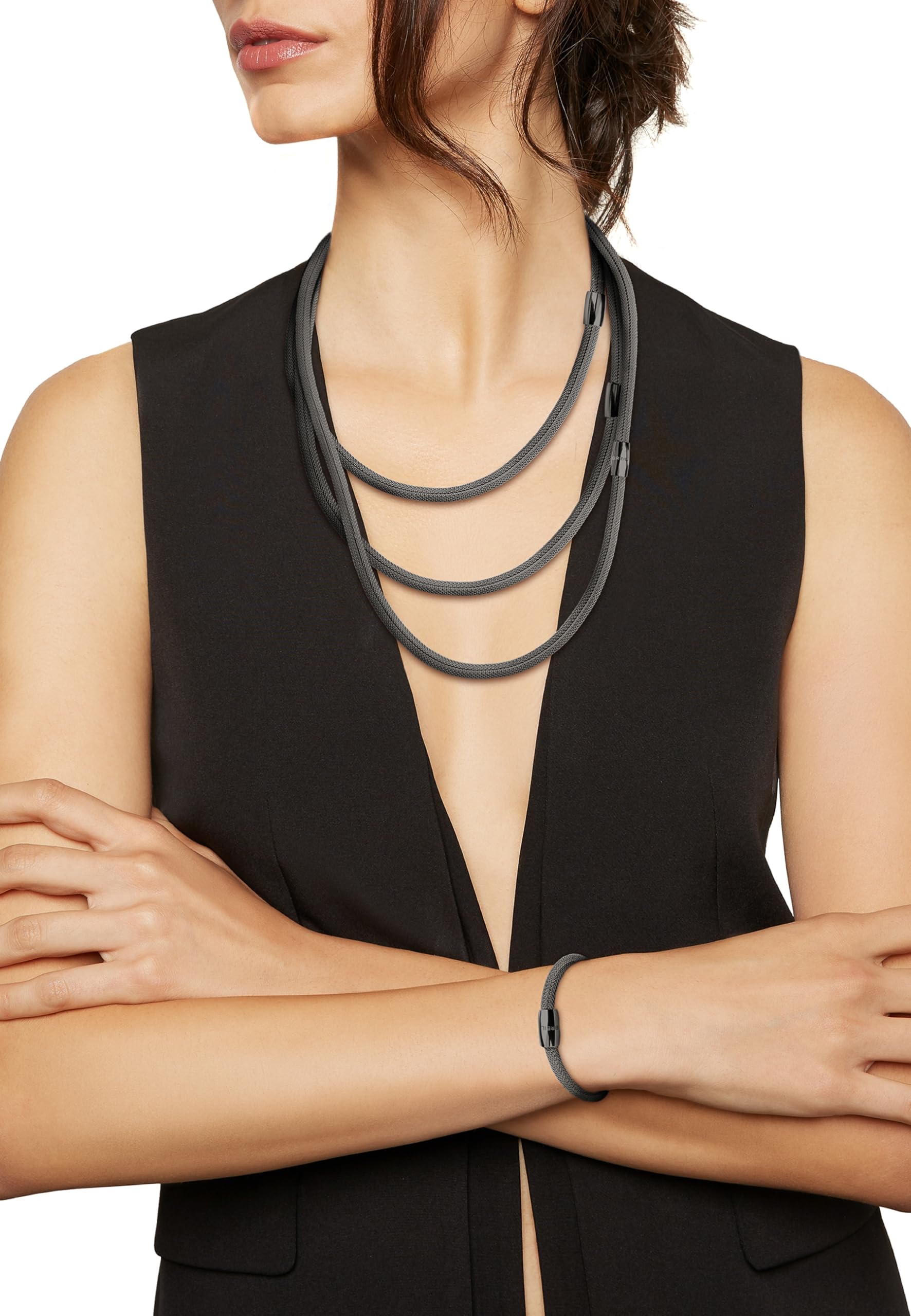 Breil - Soft Set XL - Collana XL, Collana, Girocollo e Bracciale Donna Collezione MAGNETICA SYSTEM TJ2840 - Trasformabili e Abbinabili ad Altri Elementi della Collezione - in Maglia d'Acciaio Silver
