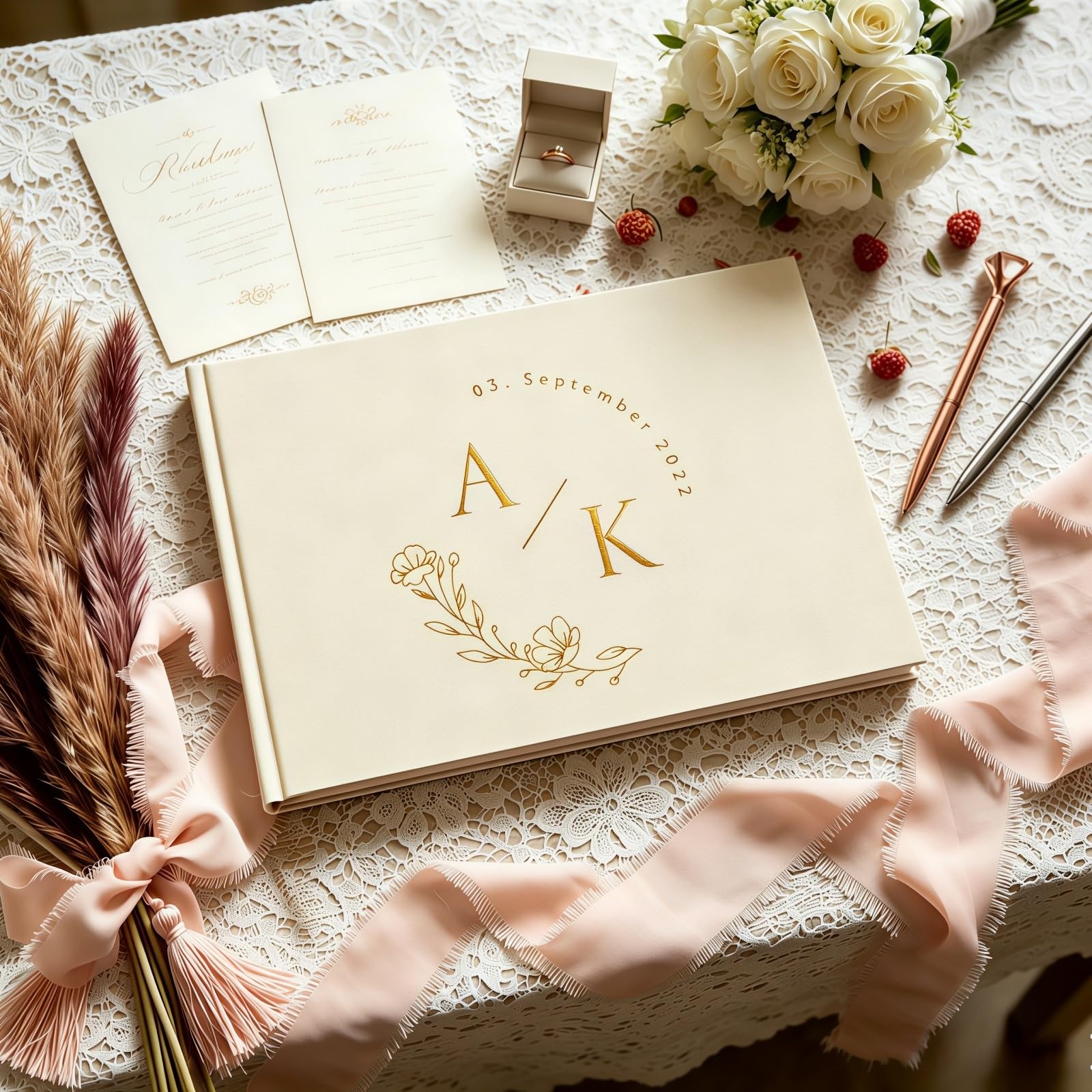 Customed Guest Book For Wedding - Personalized Wedding Guestbook, Bridal Shower Scrapbook, Engagement Memory Book For Future Mrs