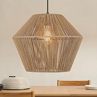 ELYONA Woven Pendant Light, 17” Modern Boho Chandelier Handwoven Rattan ...