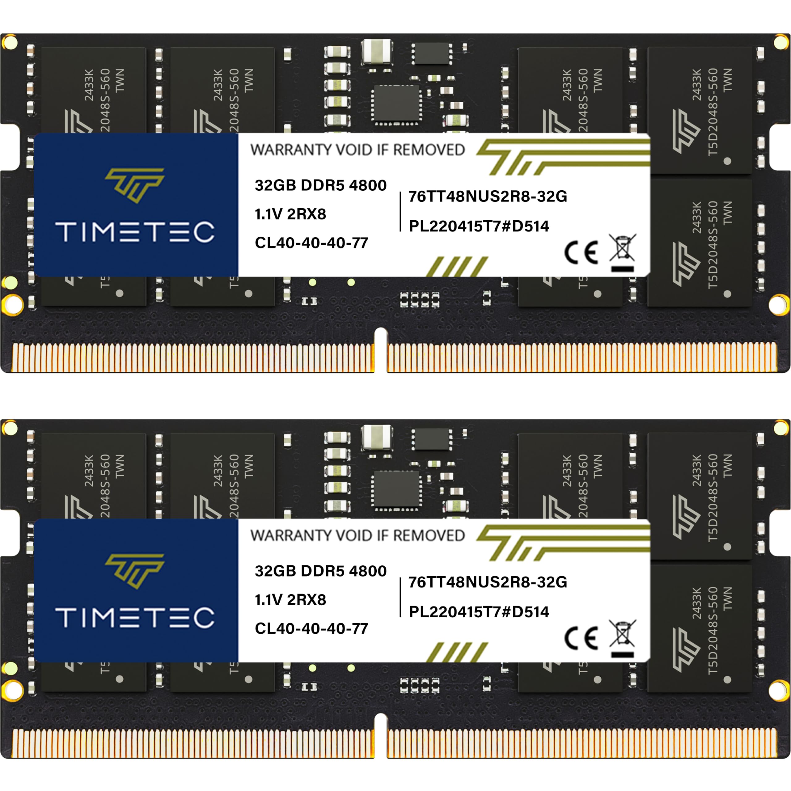 Amazon.co.jp: Timetec 64GB KIT(2x32GB) DDR5 4800MHz PC5-38400