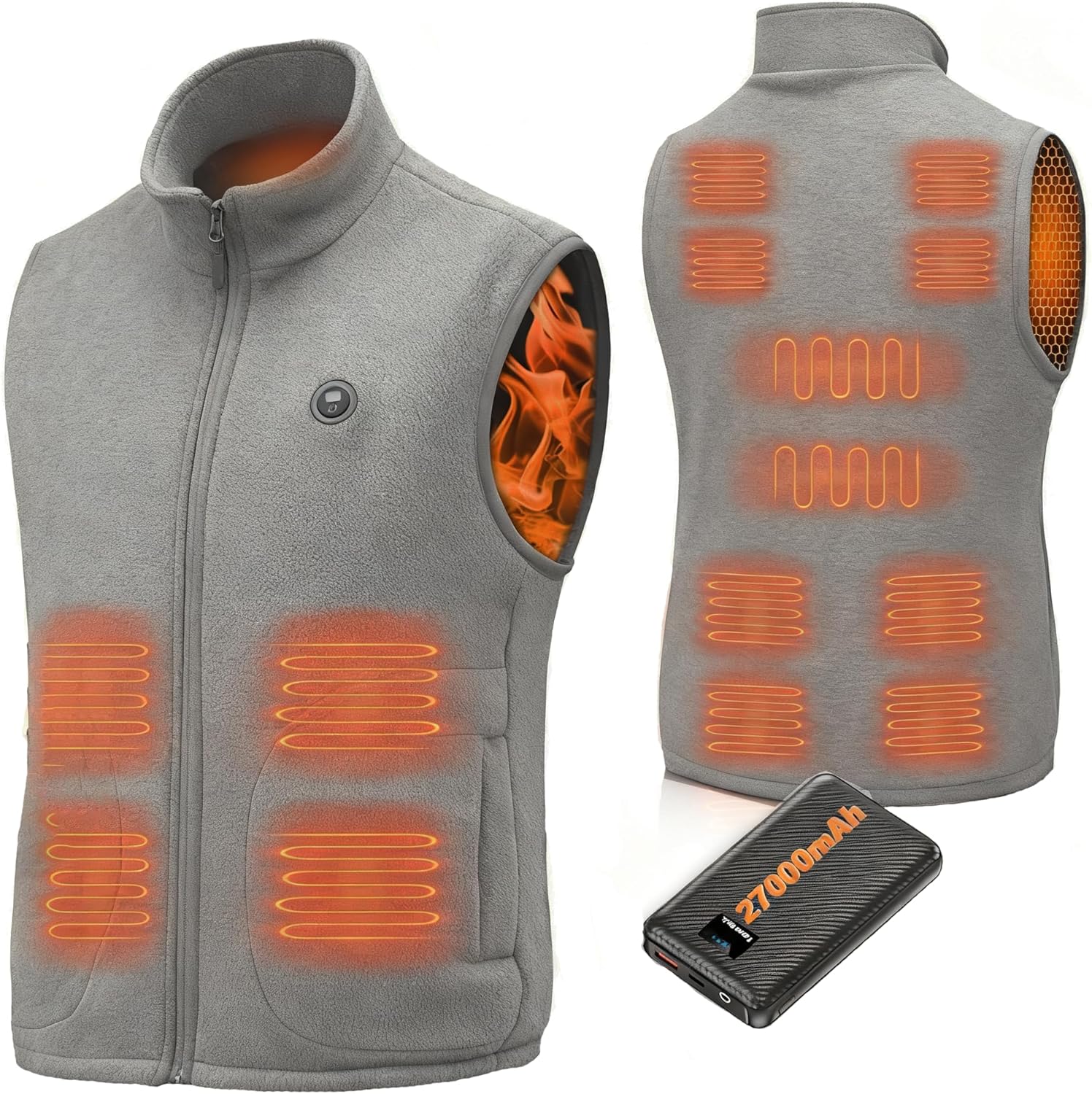 Veste Gilet Chauffant 27000mAh Batterie Homme Femme,14 Zones De C