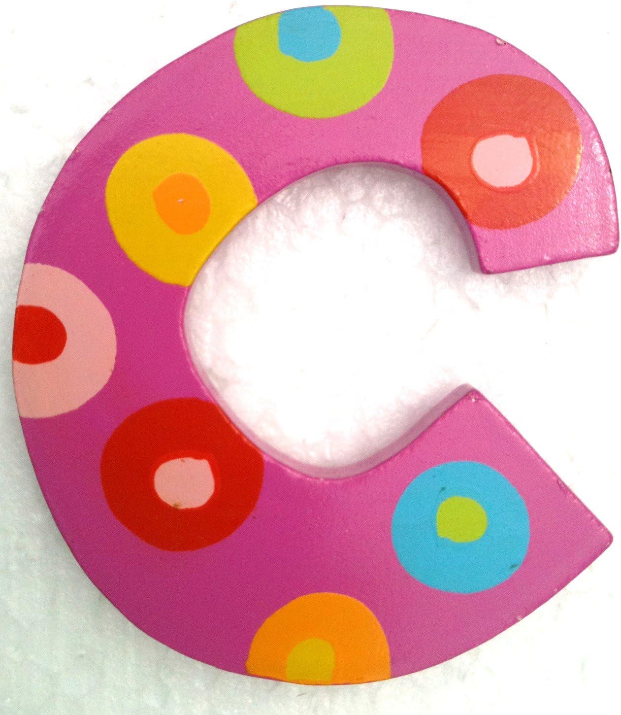 TATIRI Bright Multi-Color Alphabet WOODEN Letter STRIPES & DOTS (2 1/2 Inches Tall) (DOTTED Letter C)