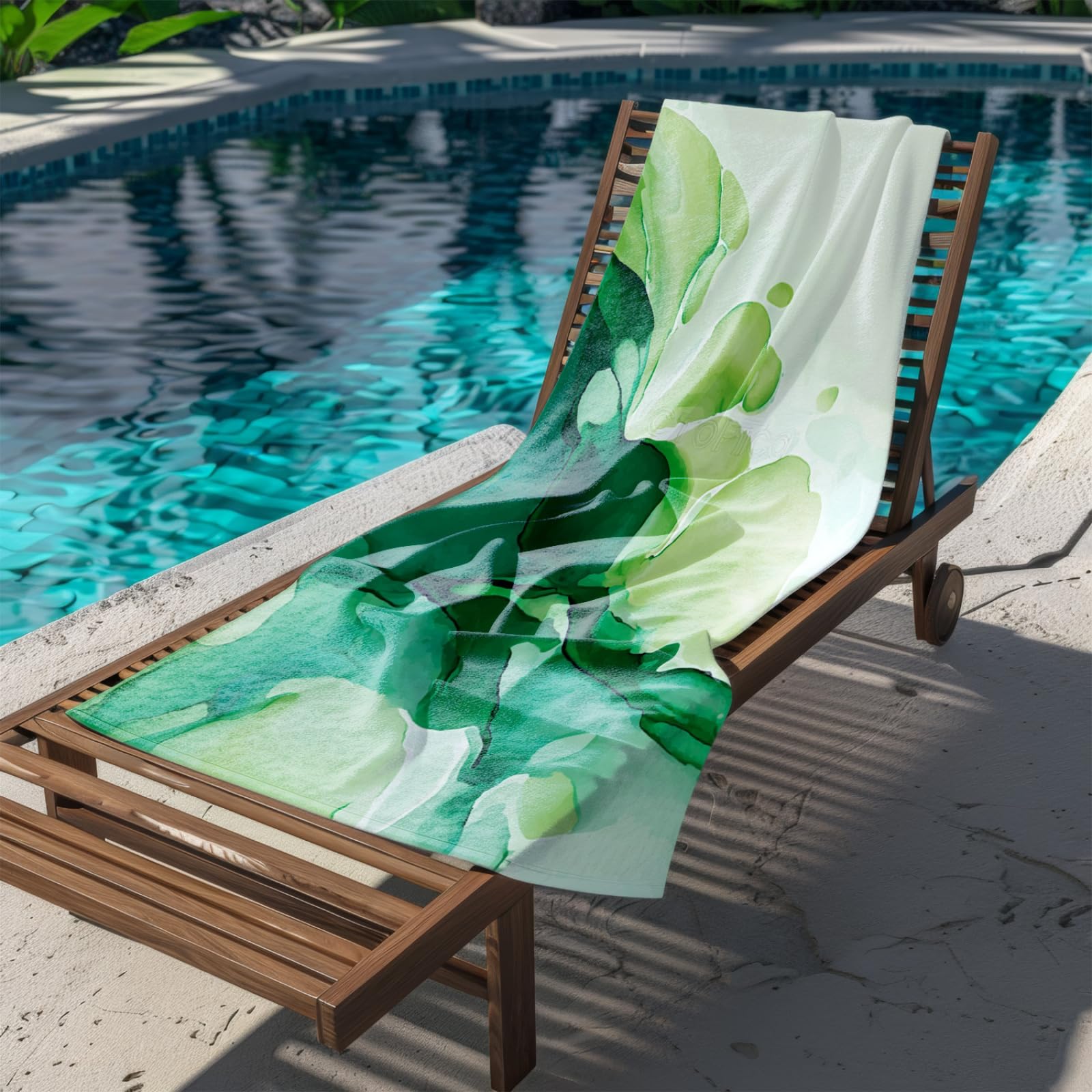 Générique Serviette Microfibre Plage Vert Abstract