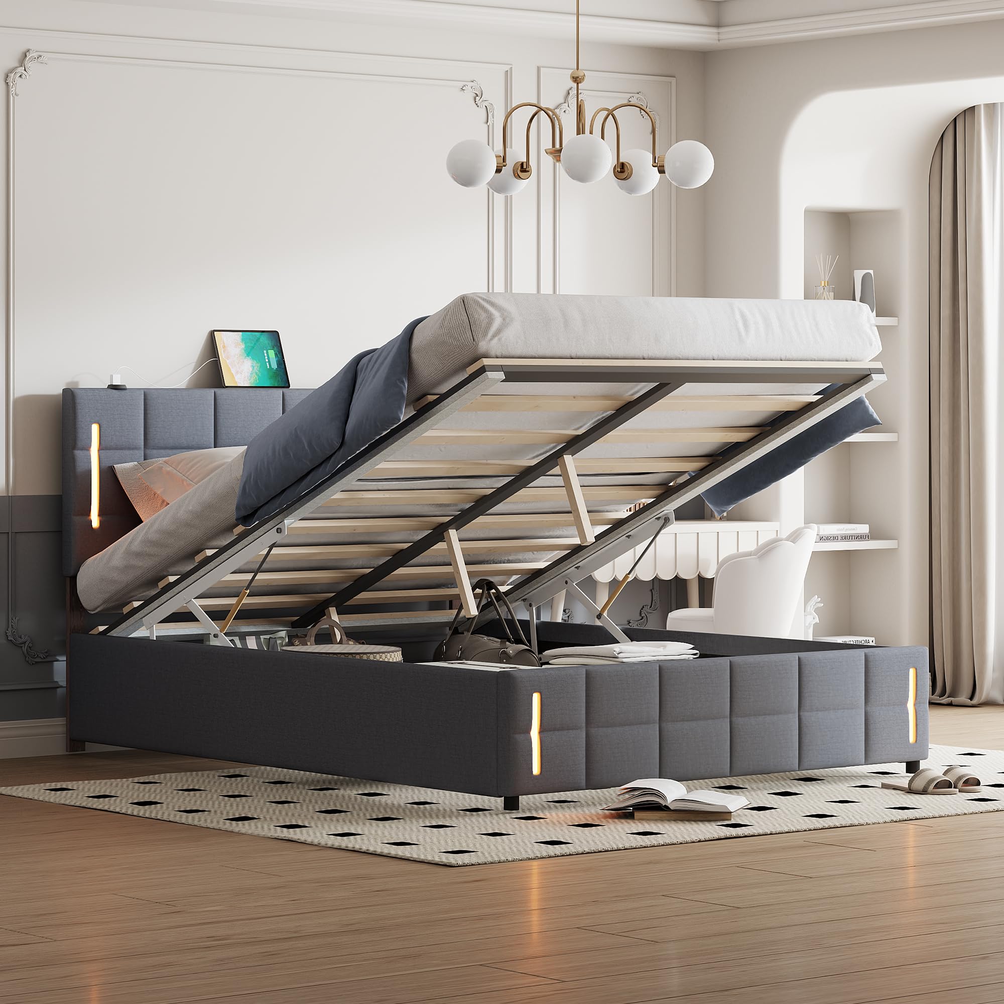 Amazon.com: LZ LEISURE ZONE Queen Size Upholstered Platform