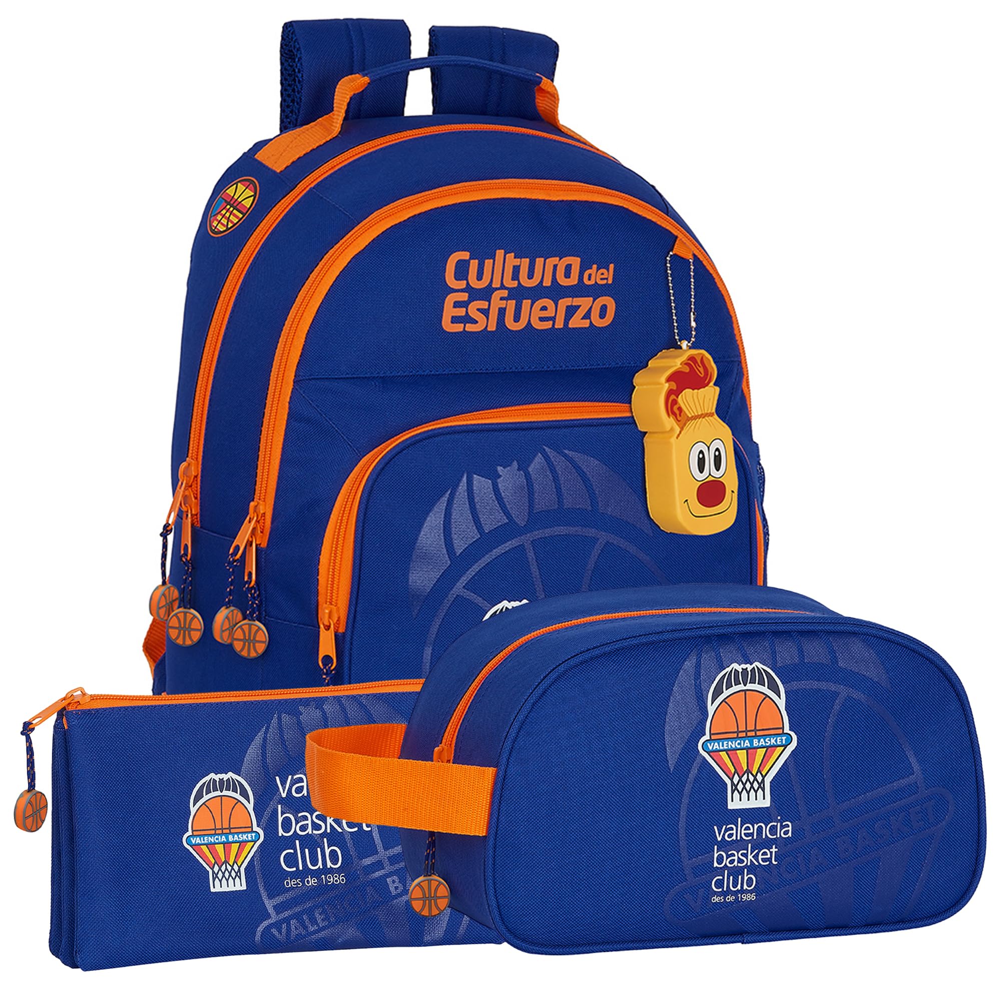 Safta | Pack 3 Piezas VALENCIA BASKET Mochila, Estuche y Neceser VALENCIA BASKET - Mochila, Estuche y Neceser Diseño Único y Licencia Oficial VALENCIA BASKET