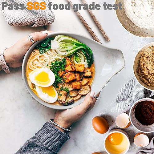 Miniatura 10 de Artena Tazón para ramen con palillos, cuenco de cerámica de 42 onzas, cuenco grande para sopa, juego de cuencos para pasta, ensaladera grande,