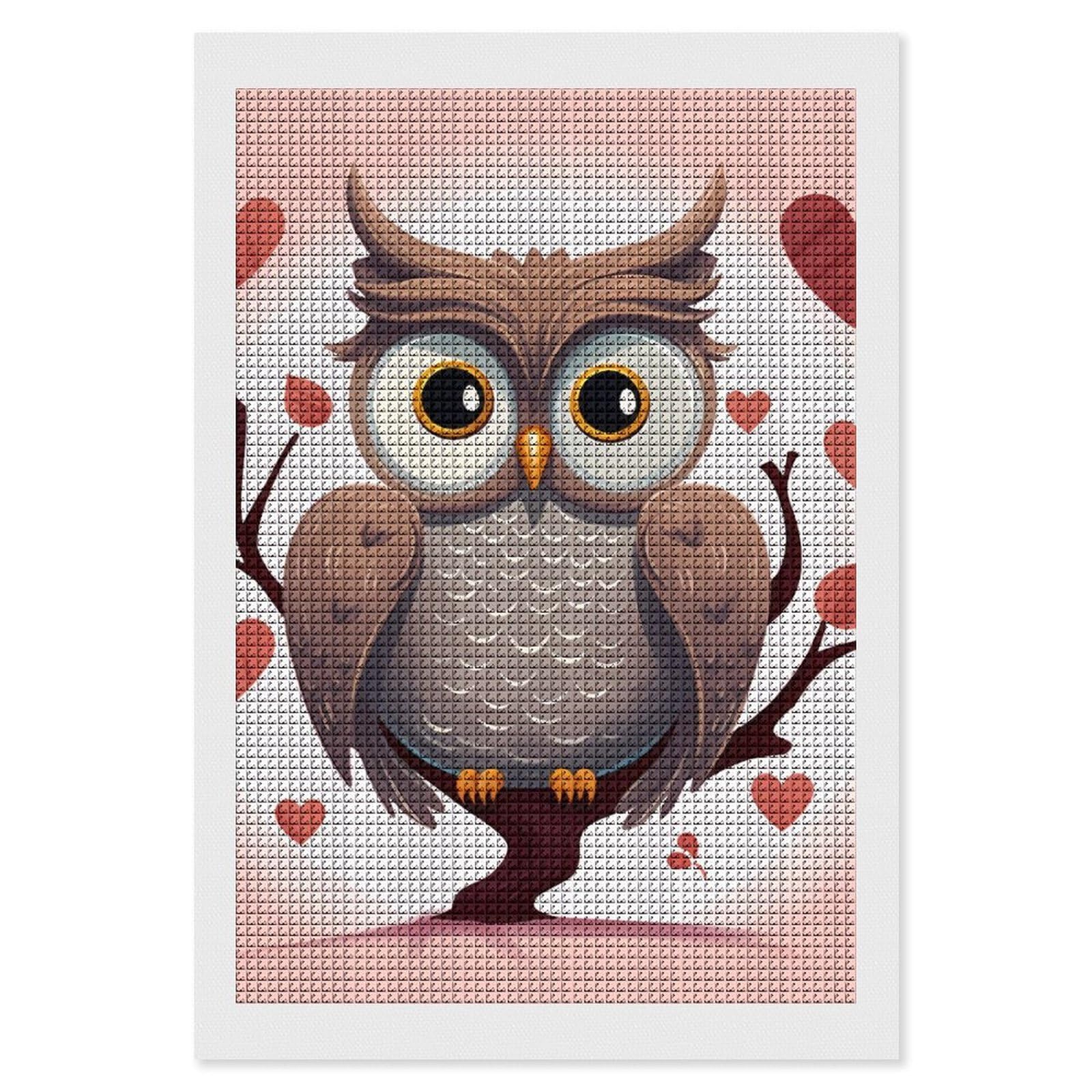 Owl Lover1 Diamond Art Kits for Adults, DIY 5D Diamonds Painting Kits for Beginner, Round Full Drill Diamond Dots Painting, 8"x12" Diamonds Pictures Gem Art and Crafts Wall Decor