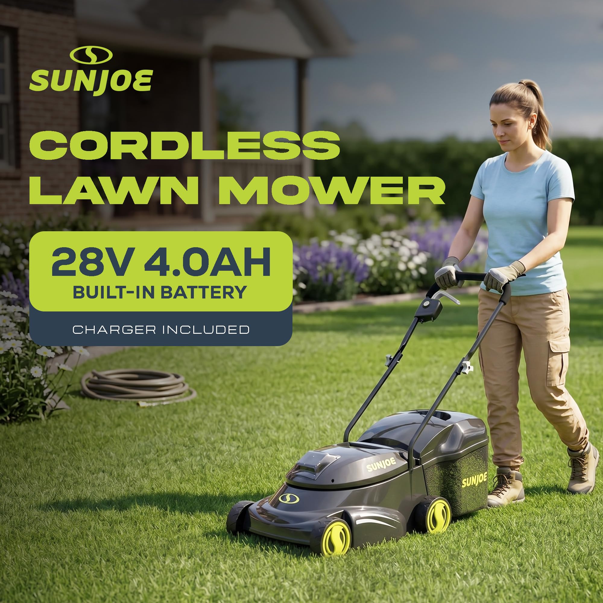 Sun Joe Cordless Lawn Mower - Powerful, Adjustable, Eco-Friendly
