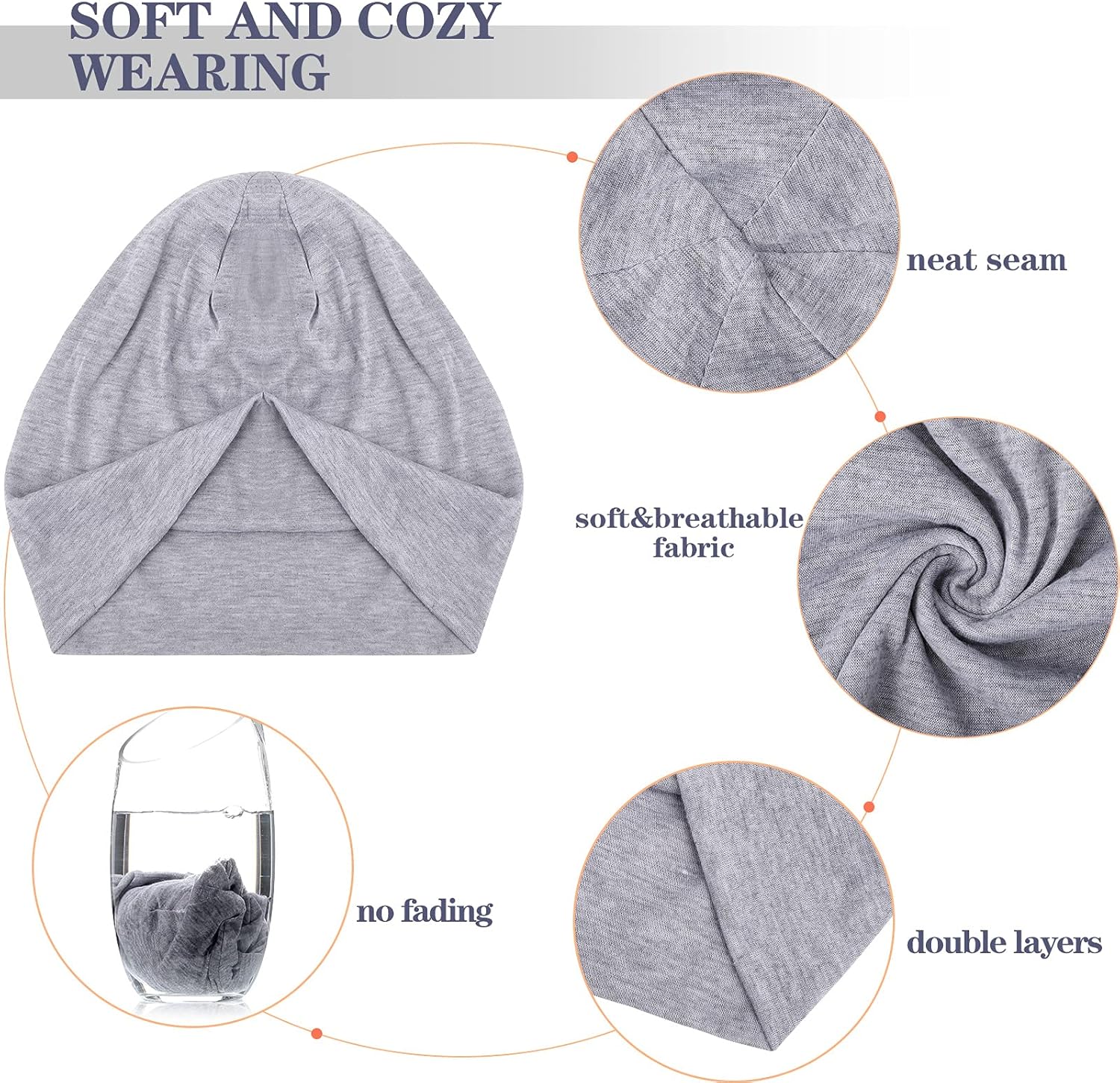 Syhood 5 Pcs Unisex Slouchy Beanie Hats for Men Women Summer Beanie Hats Lightweight Baggy Dwarf Soft Chemo Sleep Caps - Image 4