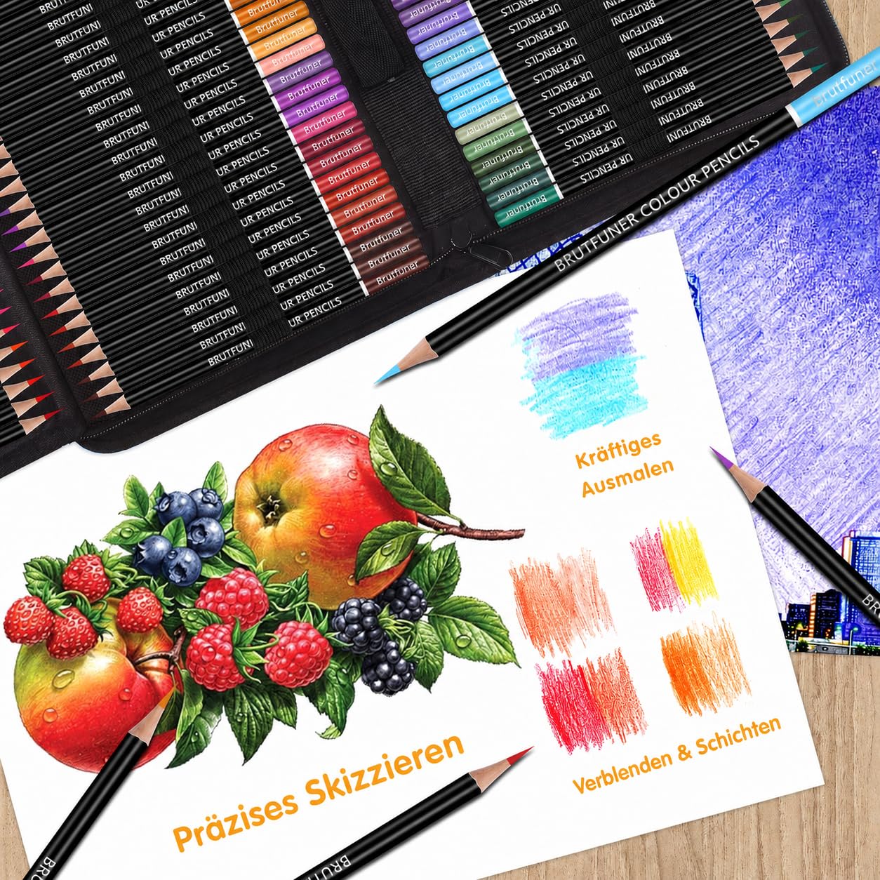 Melifluo 72 Crayons de Couleur Dessin Professionnel pour Adultes et Enfants avec Sac à Fermeture Éclair Soigné et Robuste. avec Livre de Coloriage pour Esquisse, Coloration, Artistes