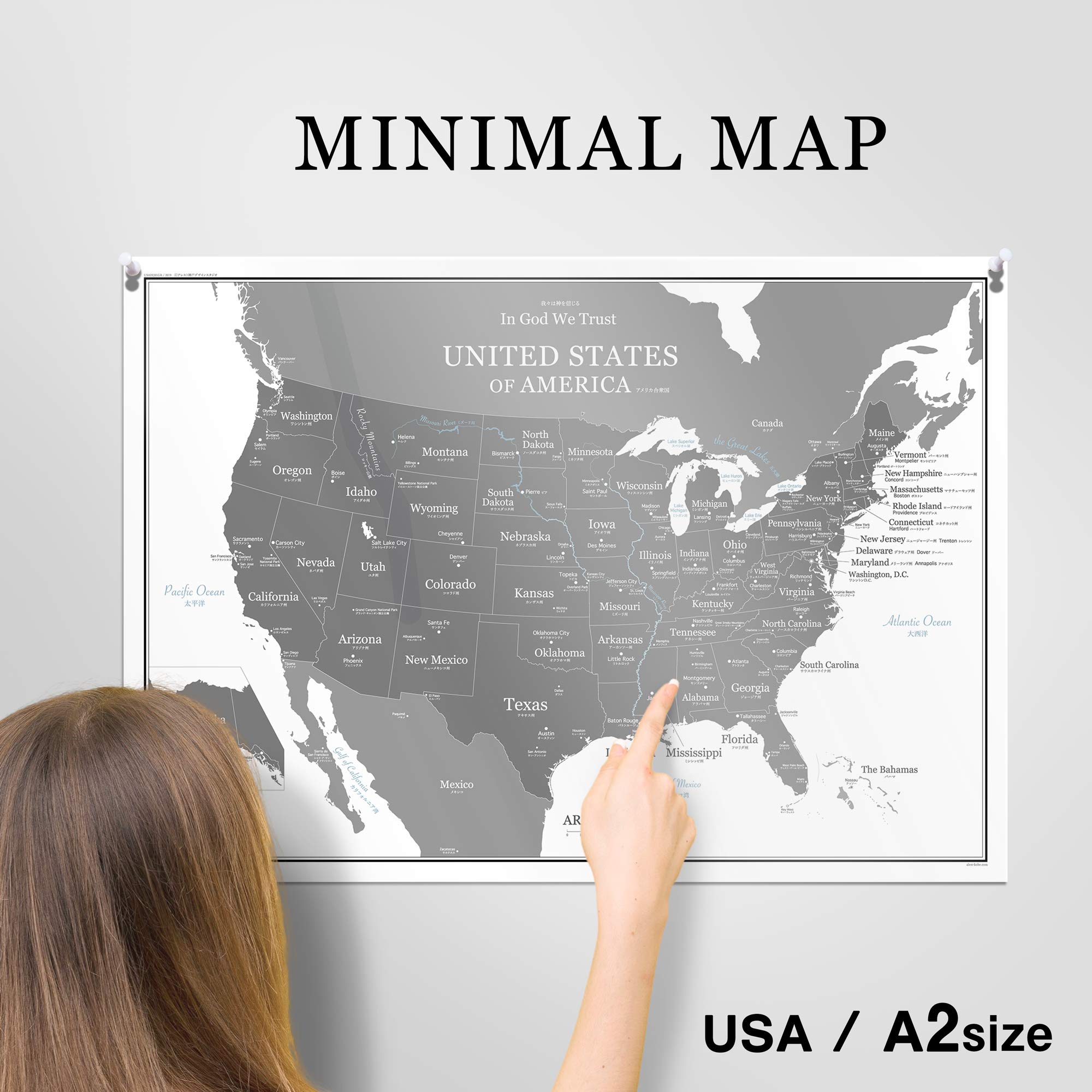 Amazon.co.jp: ミニマルマップ アメリカ地図 シンプル で おしゃれ な