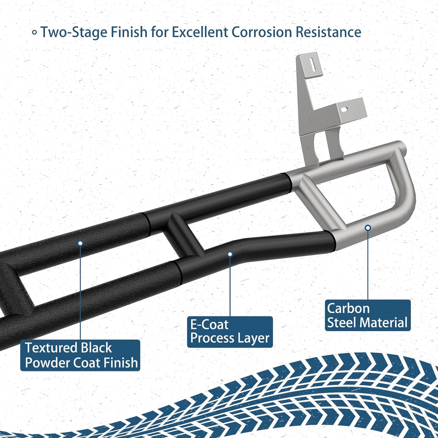 Hooke Road Cayenne Tube Rock Slider Running Board Nerf Bars for 2003-2010 Porsche Cayenne 955/957, Heavy-Duty Side Rocker Guards for Off-Road Protection, OEM-Style Fit with Kick-Out