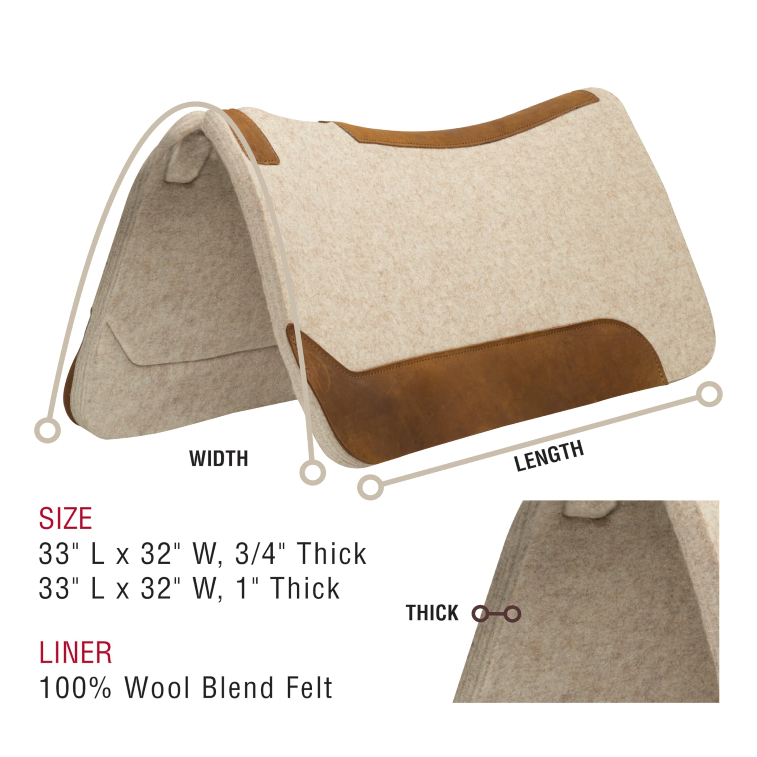 Weaver Leather Sattelunterlage Hellbraun 83x81cm - Filz Pad Für Pferde