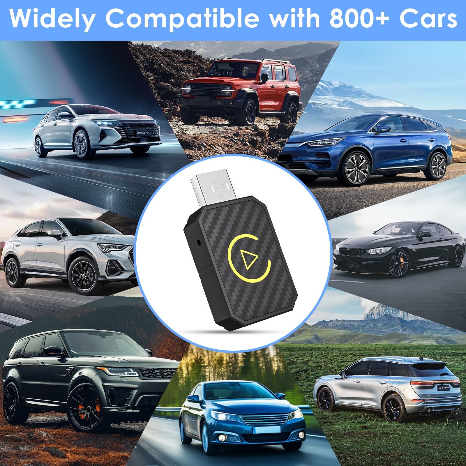 Adaptador inalámbrico para Android Auto & Carplay, Dispositivo inalámbrico 2 en 1 Que Convierte Android Auto/Carplay con Cable en inalámbrico para automóviles con AA y Carplay, USB C/A