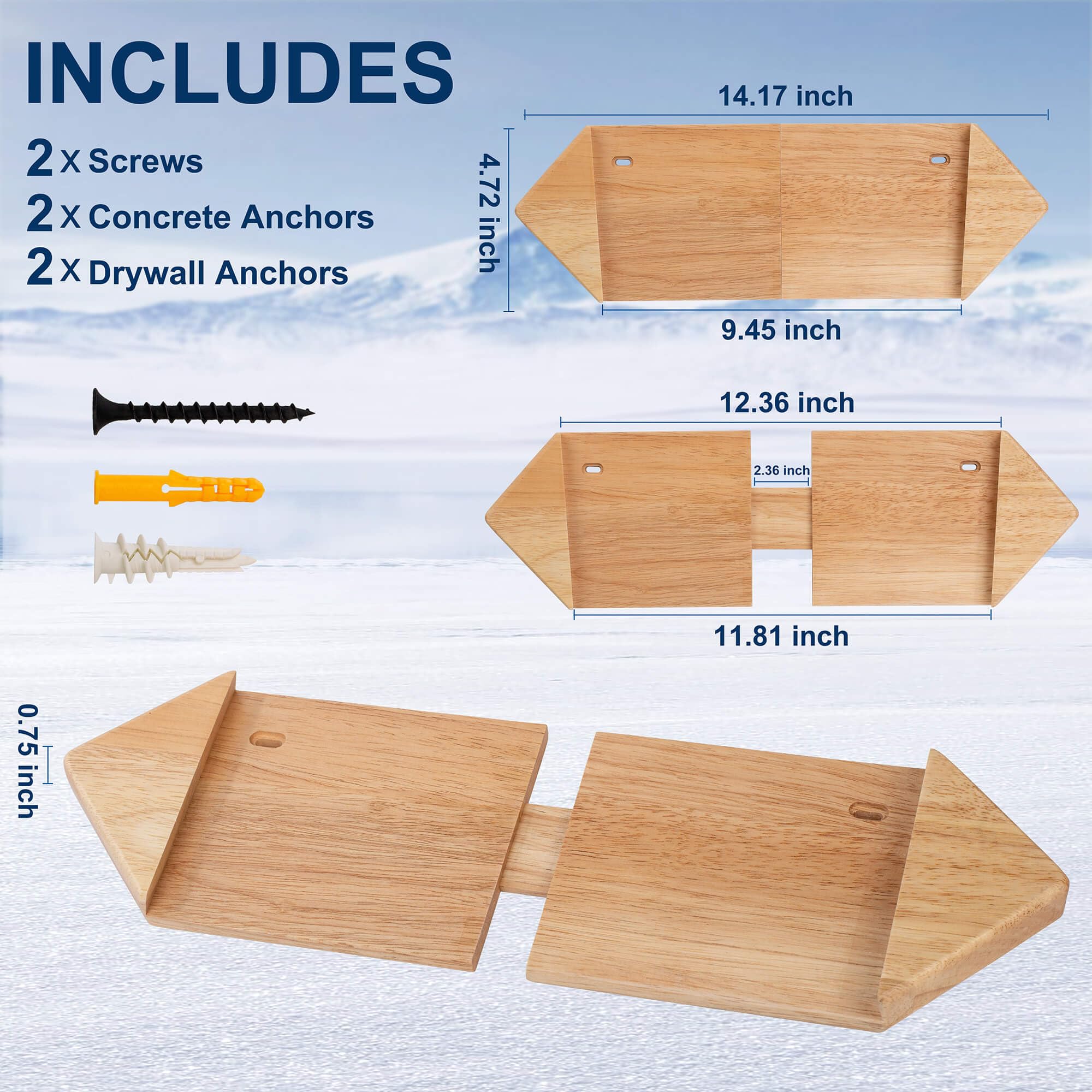 Hang 11 Support mural pour planche à neige – Support mural en bois dur, support de planche à neige pour rangement de planche à neige, crochets de suspension de planche à neige, support mural pour