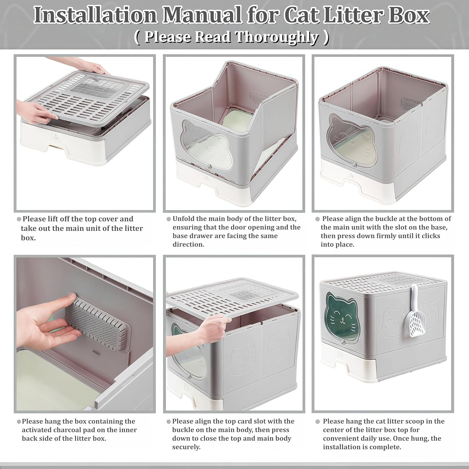 Hooded Fully Enclosed Cat Litter Box with Drawer, Extra Large Odor Control Indoor Litter Tray, Privacy Covered Toilet with Scoop for Cats Under 17.6Ib(8kg)