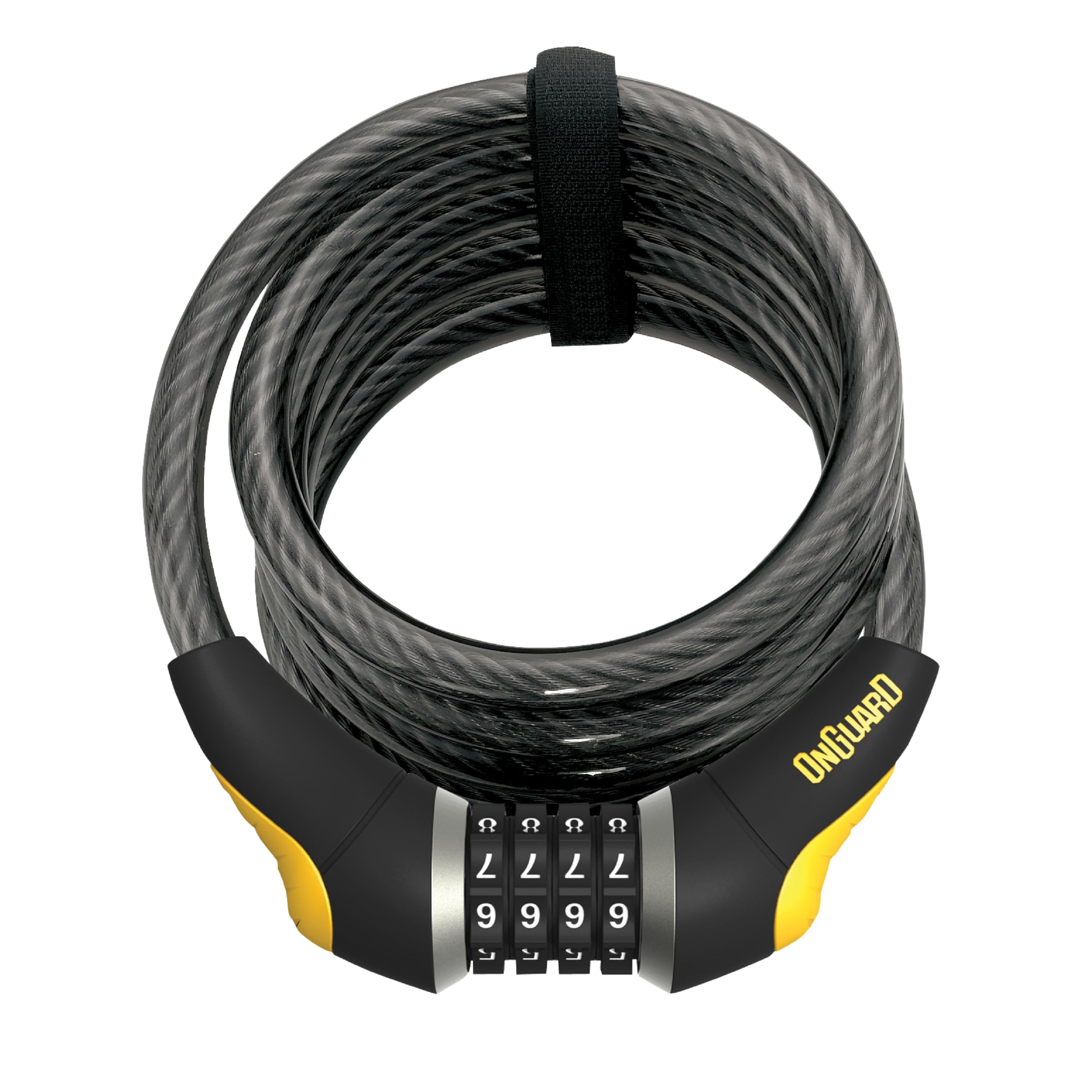 ONGUARD Doberman Resettable Combo Coil Cable Lock (Black, 185 cm x 12 mm)