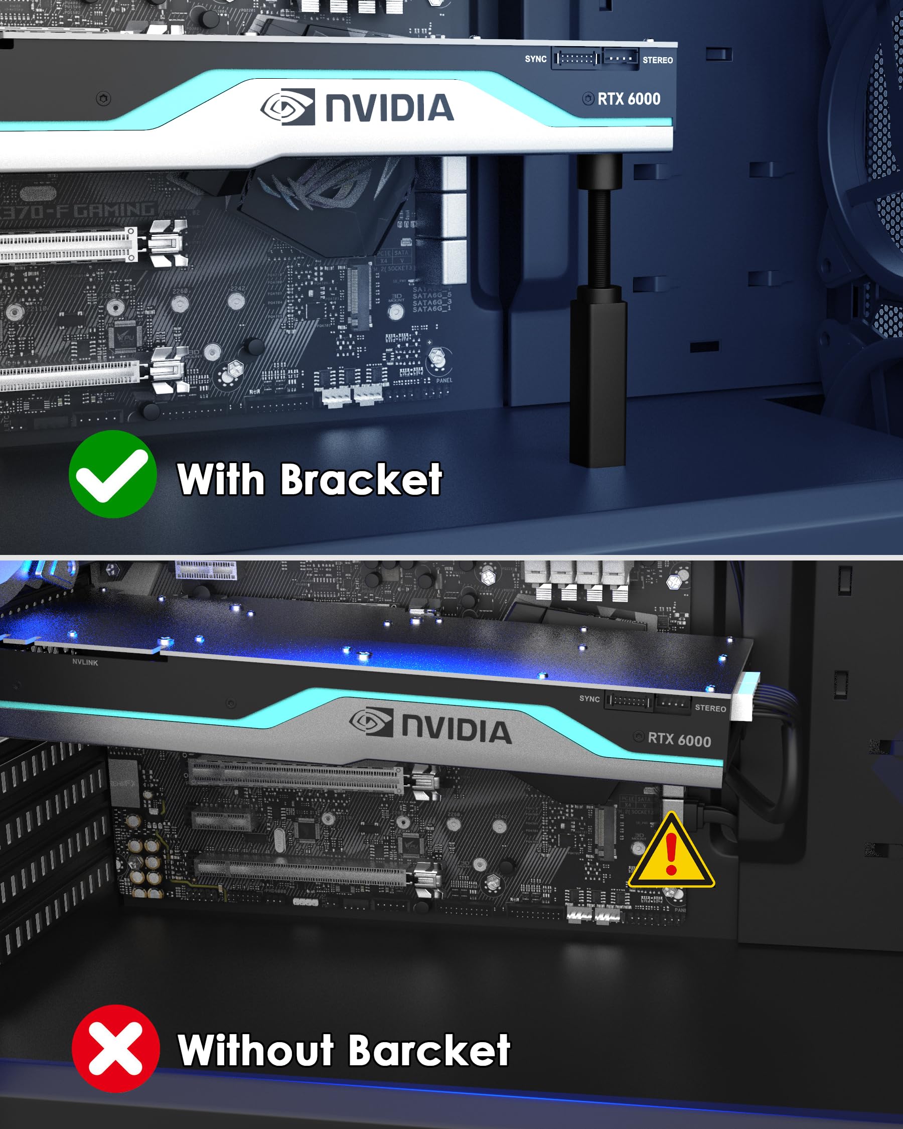 Uchwyt na karty graficzne, uchwyt GPU, uchwyt na kartę graficzną z magnetyczną podstawą i antypoślizgową podkładką, L (74 mm-120 mm)
