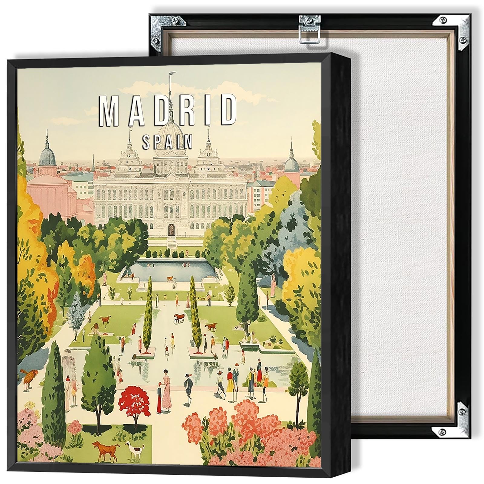 Vintage Madrid City Landscape Travel Wall Art Retro Spain Landmarks Scenery Canvas Posters Castle House Prints Painting For Family Living Room Bedroom