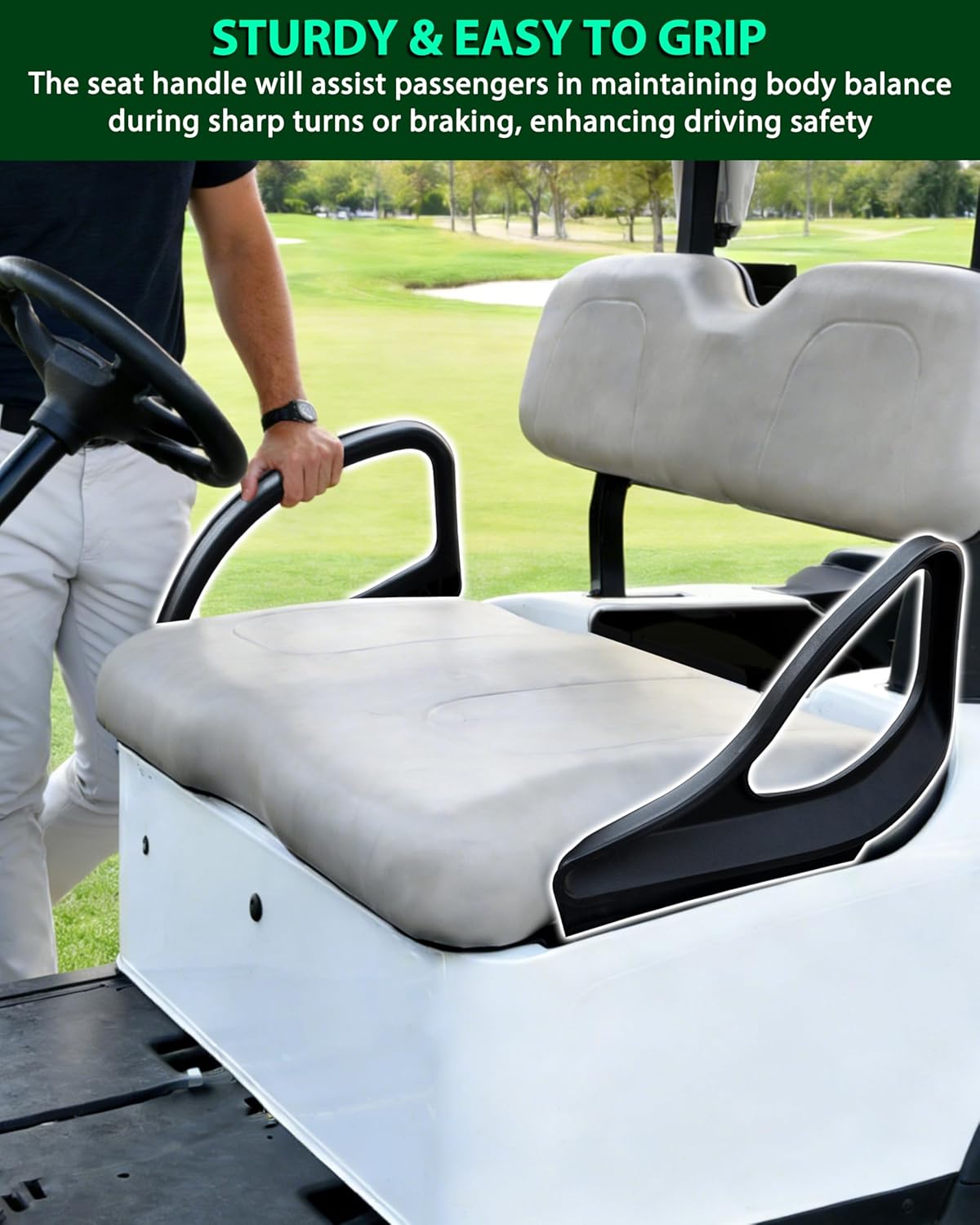Arm Rest Hip Restraint for EZGO Valor, Black Armrests Pair Driver and Passenger Side Seat Handle with Mounting Screws Compatible with E-Z-GO Valor 2025 Golf Cart Accessories, OEM Style