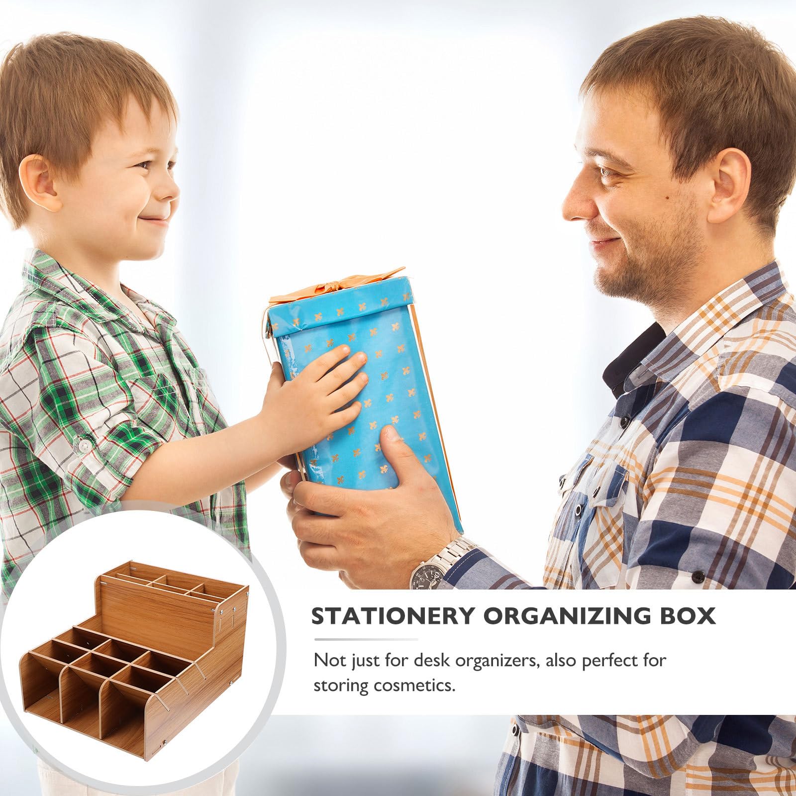 jojofuny Soporte de Escritorio para Papelería de Madera Compartimentos, Organizador de Bolígrafos Cherry B15, Estuche Práctico para Oficina y Material Escolar, Portalápices Multifuncional