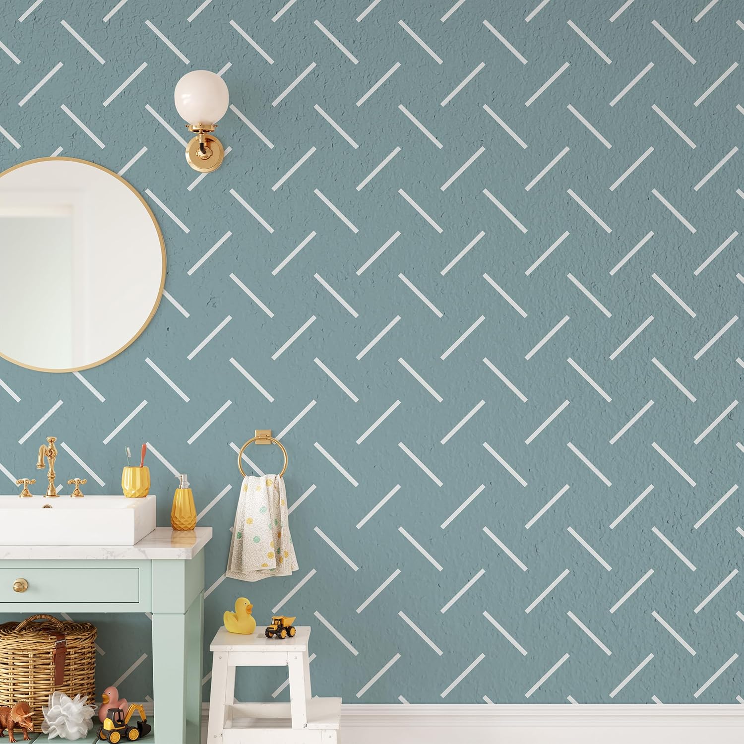 Geometric Line Wall Stencils Patterns - DIY Painting for Boho Designs - Abstract Full Wall Stencil - Art Deco Wall Stencil