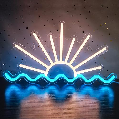 Miniatura 2 de Letrero de neón con diseño de amanecer y puesta de sol, regulable, para dormitorio, hombre, cueva, sala de estar, fiesta, bar, decoración de bar,